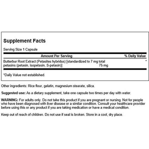Extracto de Butterbur Swanson 75 mg 60 Cápsulas - Sin PA