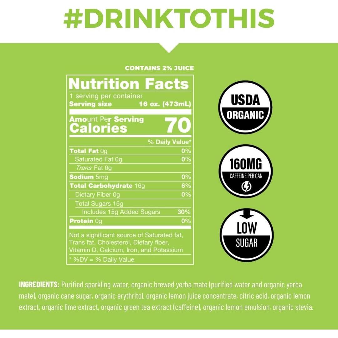 CLEAN Cause Té Espumoso de Yerba Mate Limón Orgánico 12 Latas