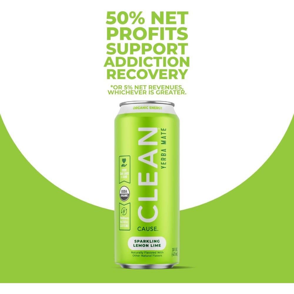 CLEAN Cause Té Espumoso de Yerba Mate Limón Orgánico 12 Latas