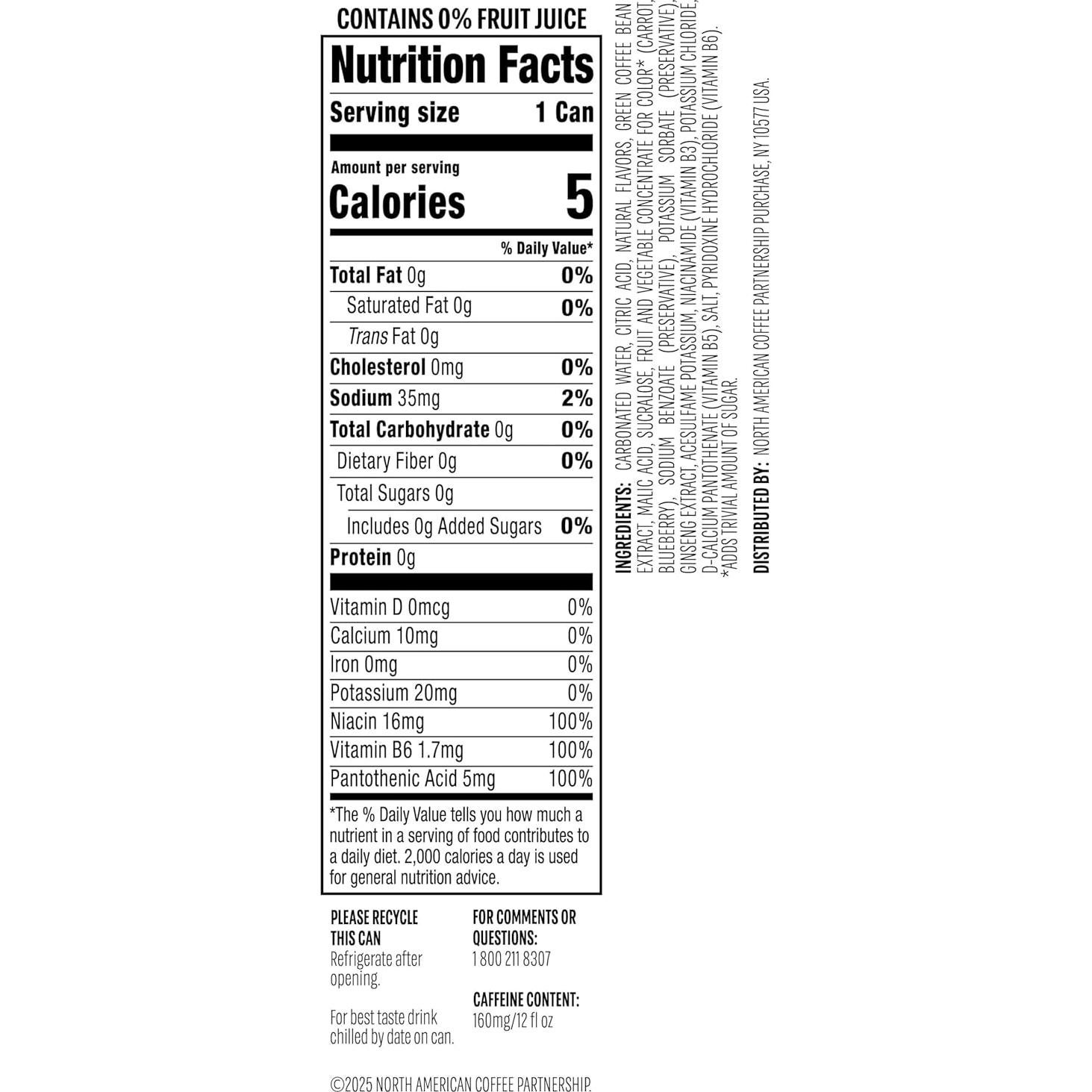 Bebida Energética Fría Starbucks Limonada de Arándano 12 Latas 355 ml