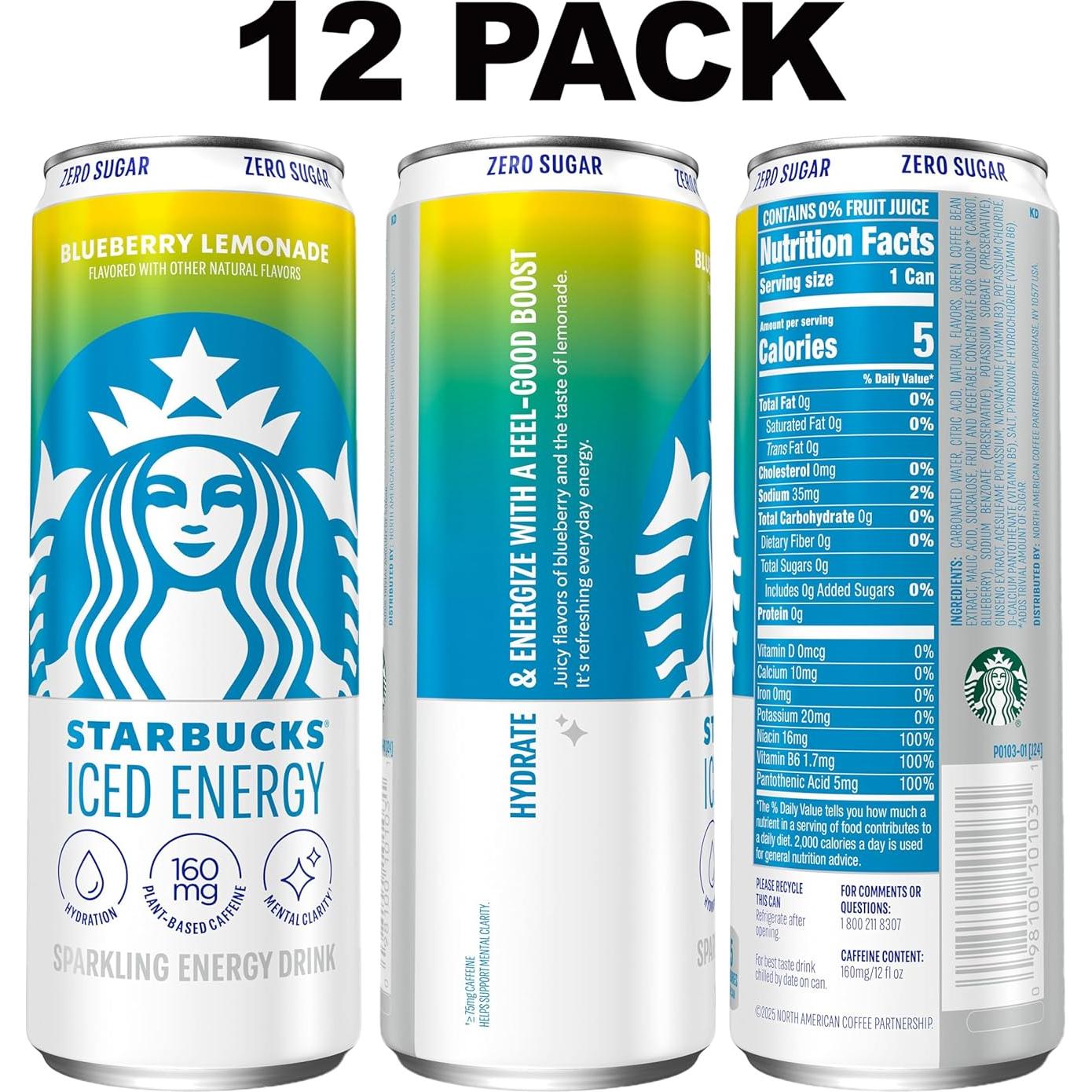 Bebida Energética Fría Starbucks Limonada de Arándano 12 Latas 355 ml