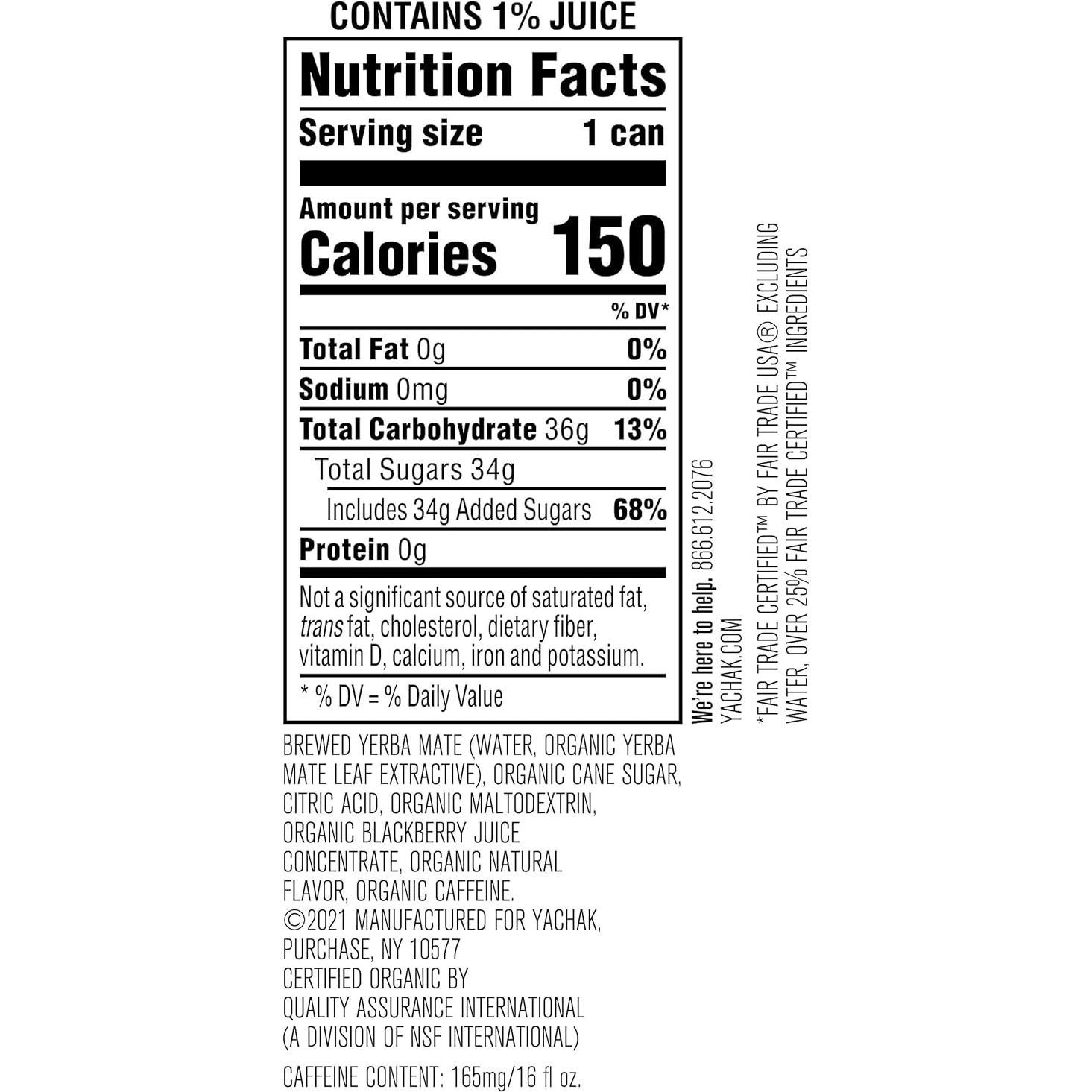 Bebida de Yerba Mate Orgánica Yachak Sabor Mora - 12 Latas 473ml