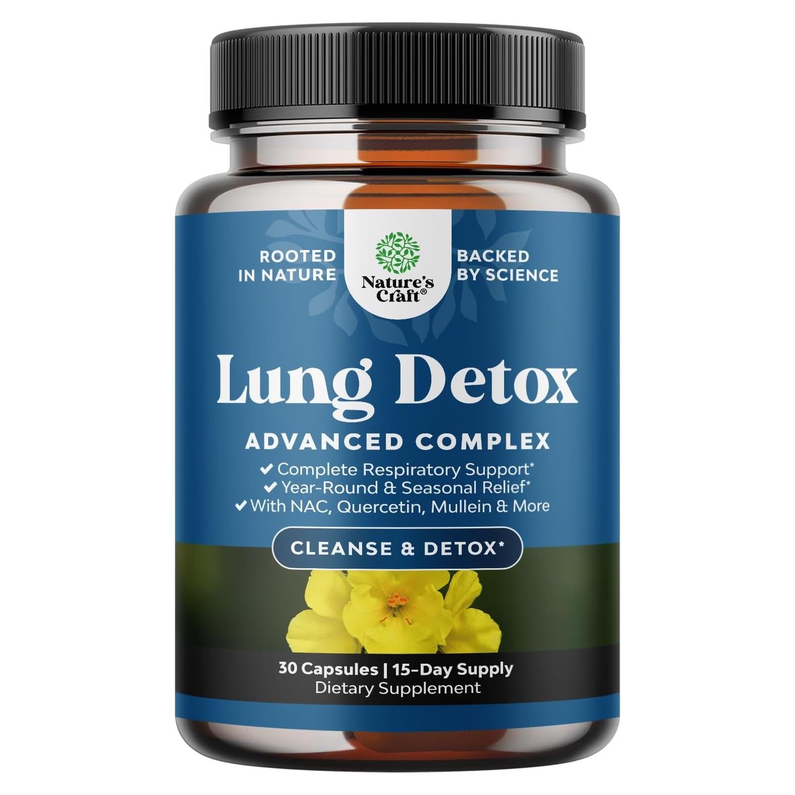 Cápsulas de Mullein Natures Craft 30ct - Suplemento Pulmonar