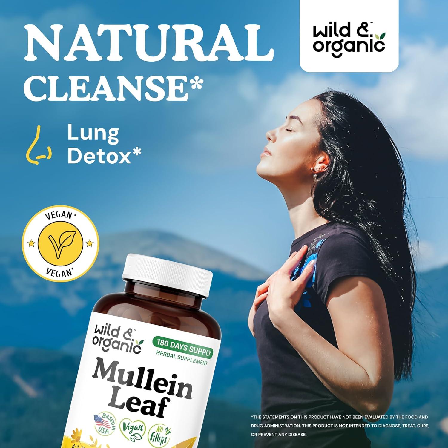 Cápsulas de Mullein Silvestre y Orgánico 2000 mg - 180 Veganas