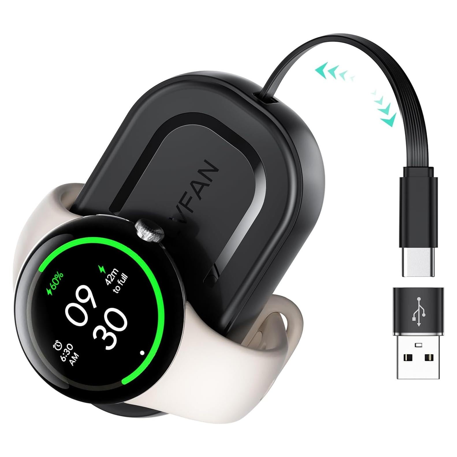 Cargador Retráctil LVFAN para Pixel Watch 3 y Fitbit Versa