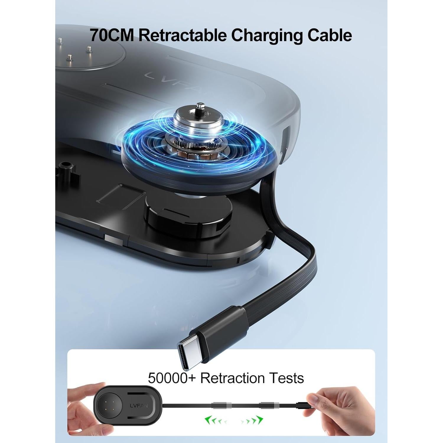 Cargador Retráctil LVFAN para Pixel Watch 3 y Fitbit Versa