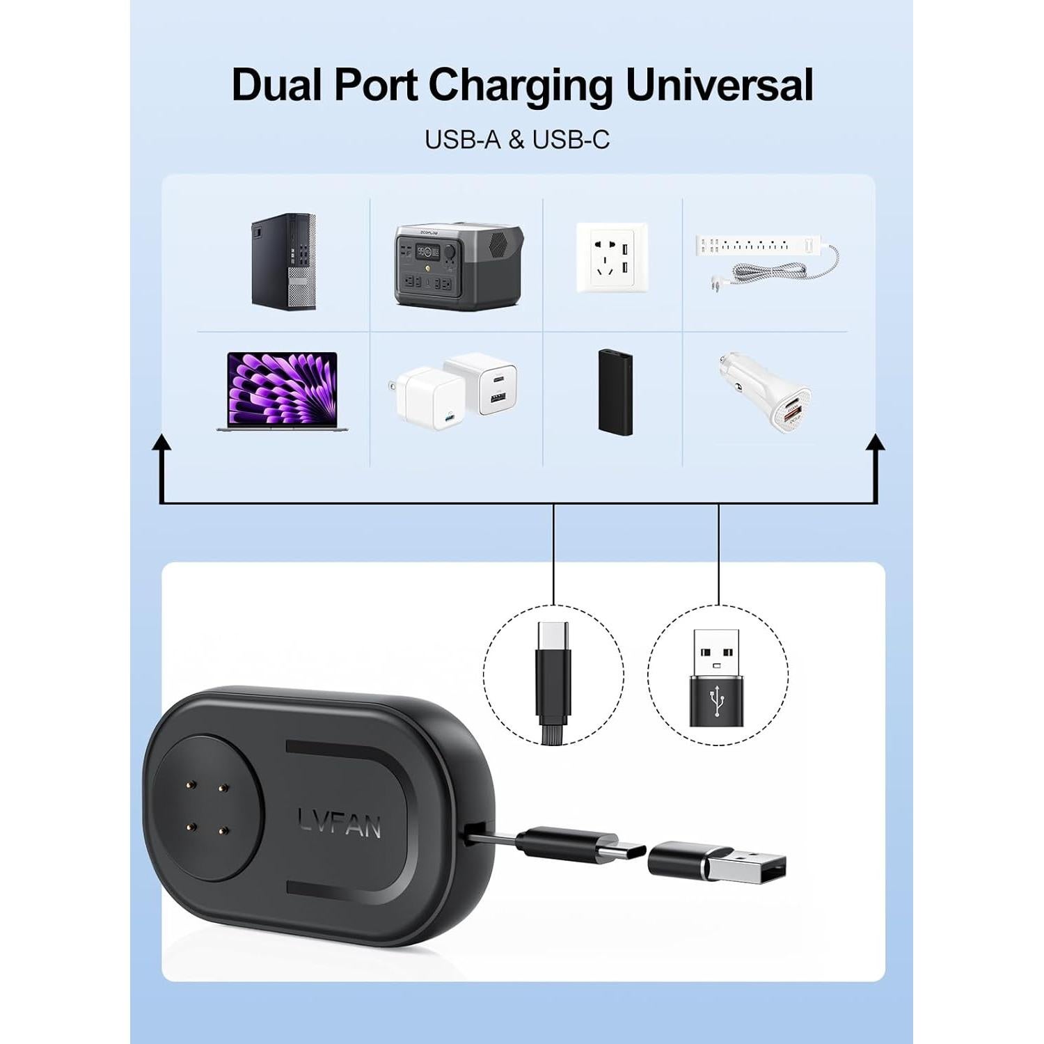 Cargador Retráctil LVFAN para Pixel Watch 3 y Fitbit Versa