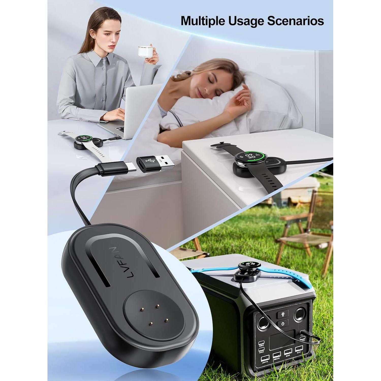 Cargador Retráctil LVFAN para Pixel Watch 3 y Fitbit Versa