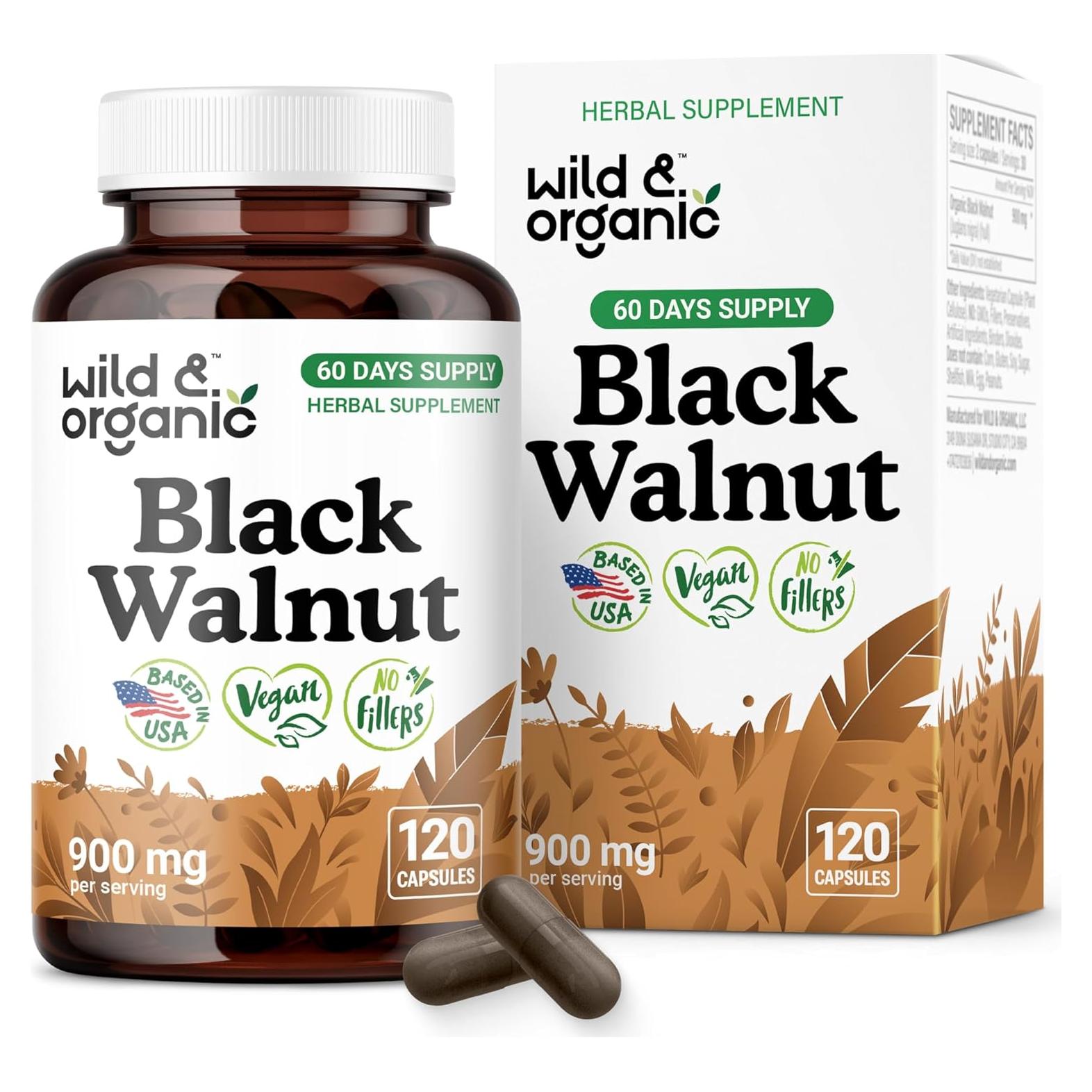 Cápsulas de Nogal Negro Silvestre y Orgánico 900 mg - 120 Unidades