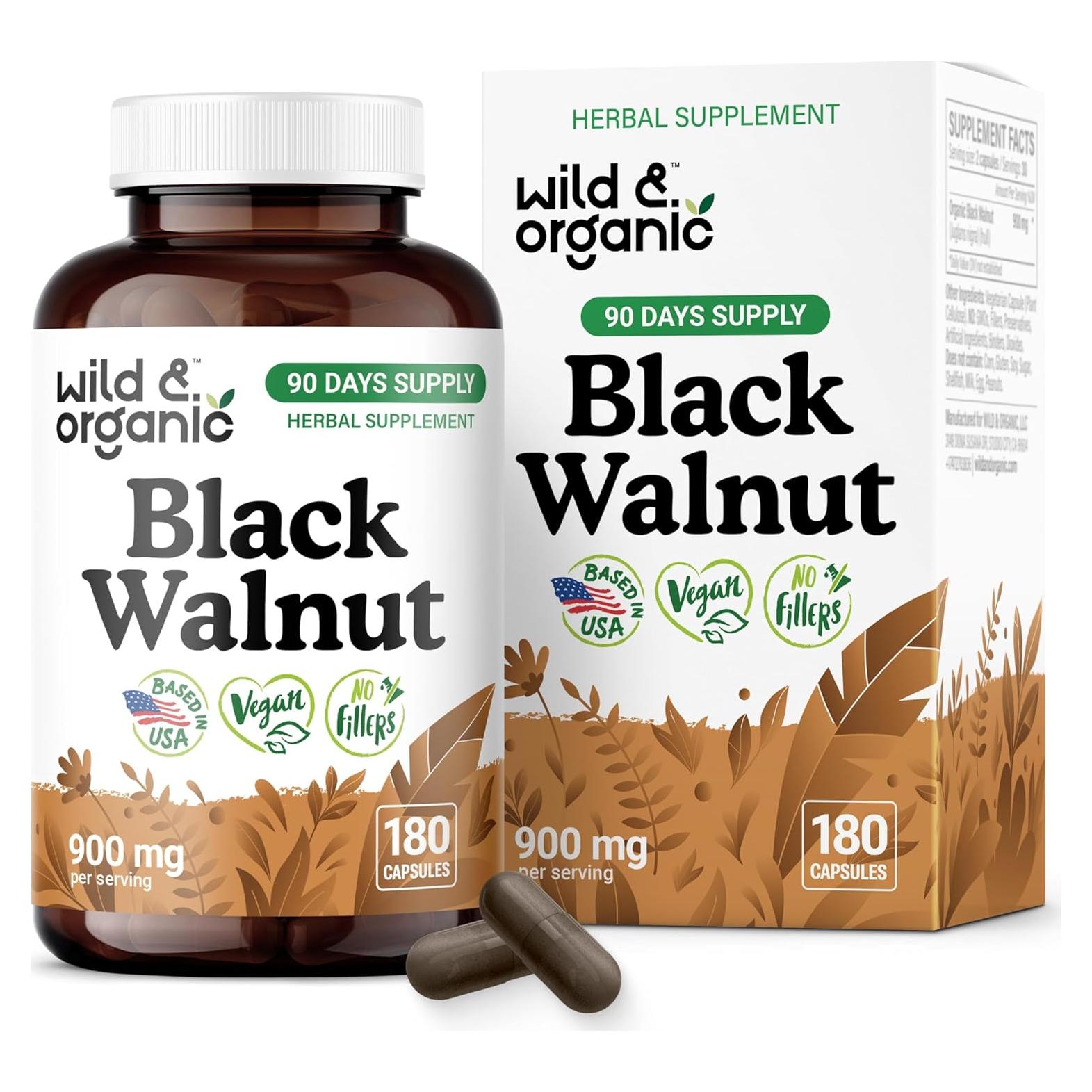 Cápsulas de Nuez Negra Silvestre 900 mg - 180 Unidades Veganas