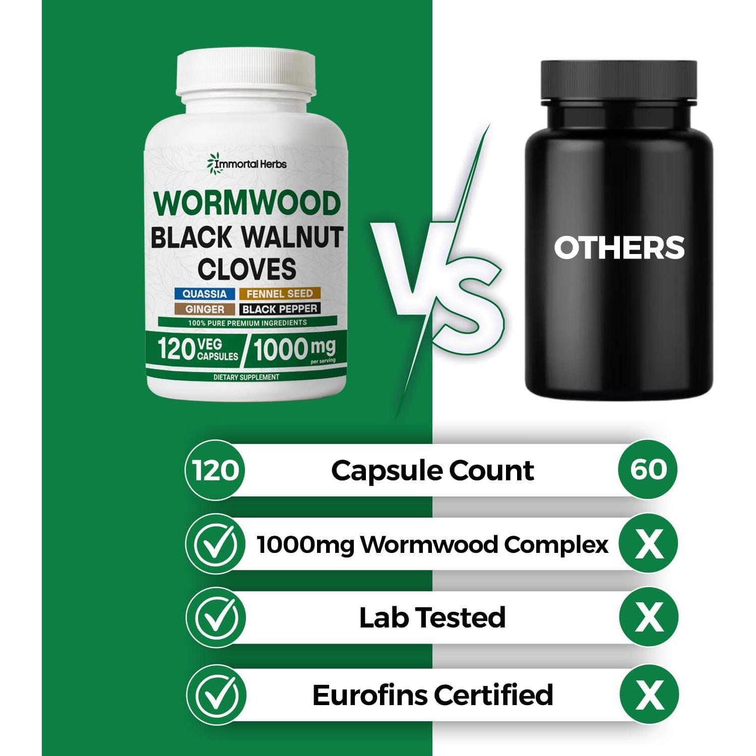 Cápsulas de Ajenjo Dulce Immortal Herbs 120 unidades 7 en 1