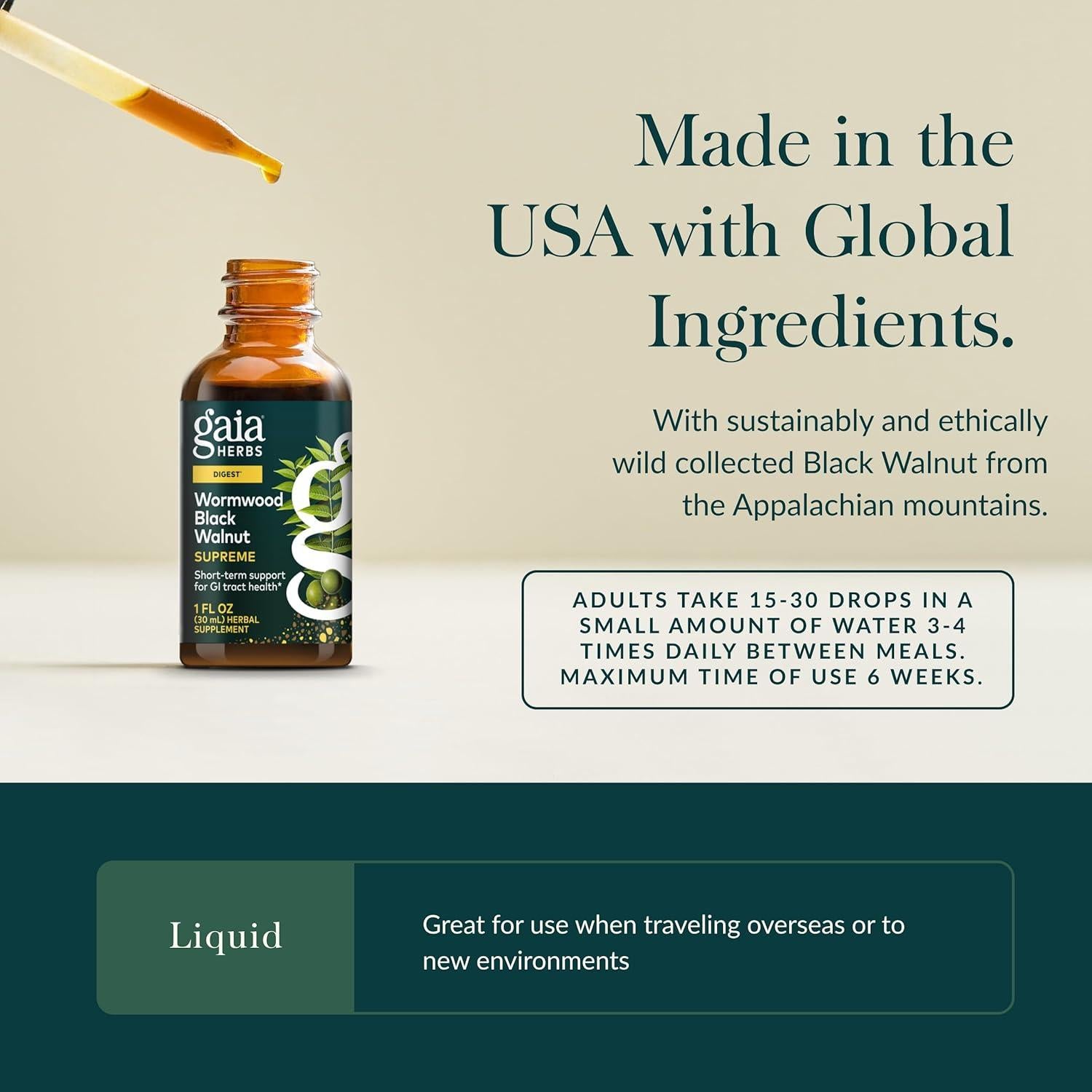 Extracto Líquido Ajenjo Nogal Negro Gaia Herbs 30 ml