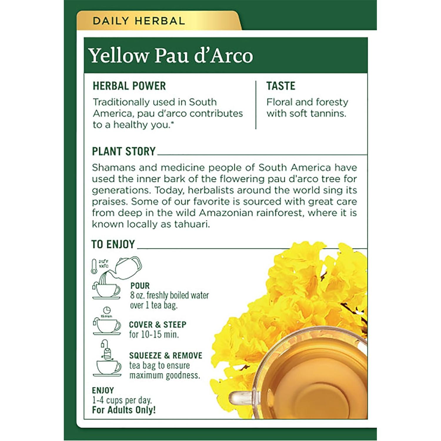 Té Herbal Pau d'Arco Amarillo Medicinales Tradicionales 48 Bolsitas