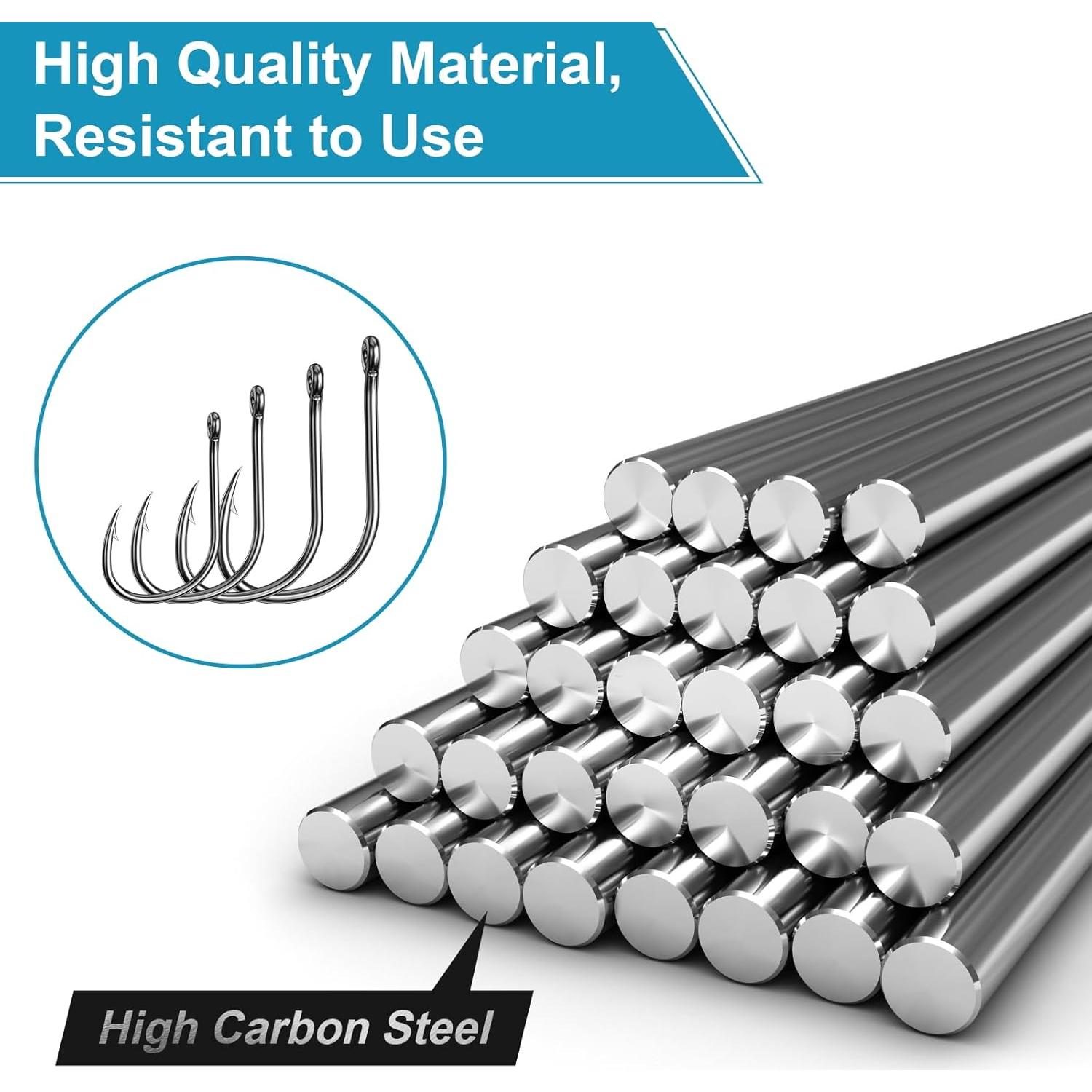 500 Anzuelos de Pesca ReeMoo de Acero al Carbono - 10 Tamaños