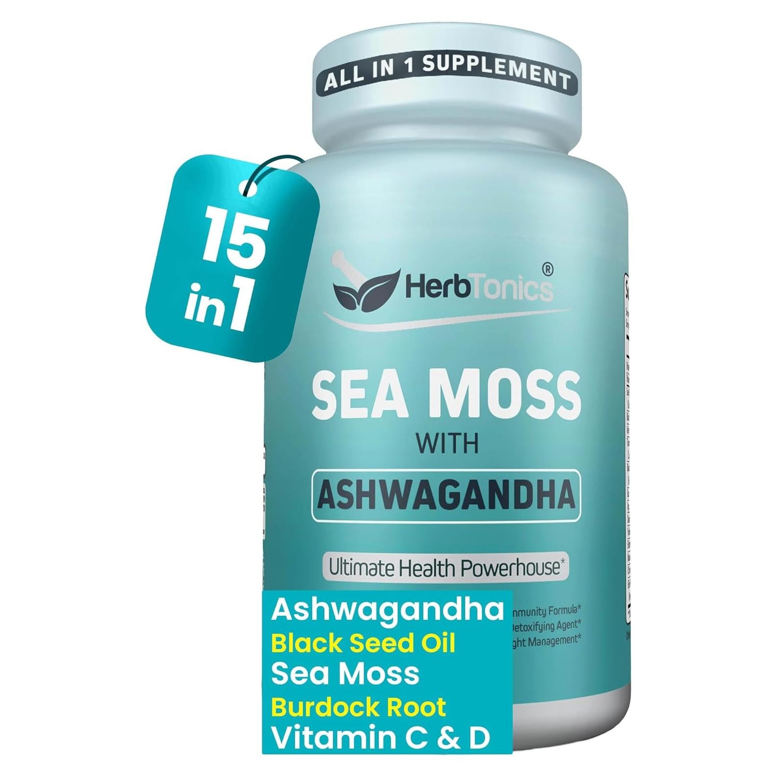 Cápsulas de Musgo Marino Herbtonics 60 Unidades - Inmunidad y Estrés