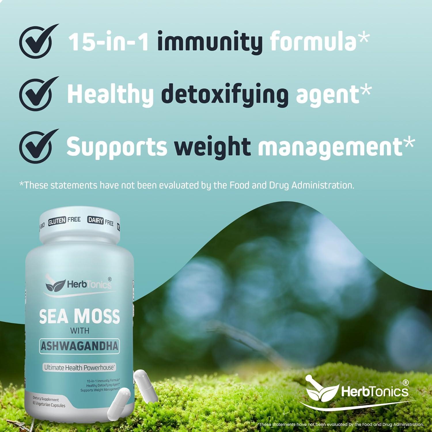 Cápsulas de Musgo Marino Herbtonics 60 Unidades - Inmunidad y Estrés