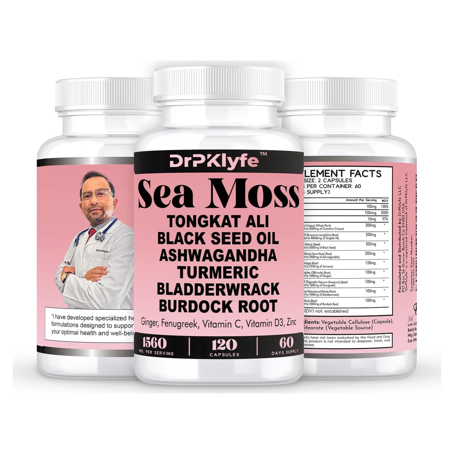 Cápsulas de Musgo Marino DrPKLyfe 120 Unidades - Energía y Vitalidad