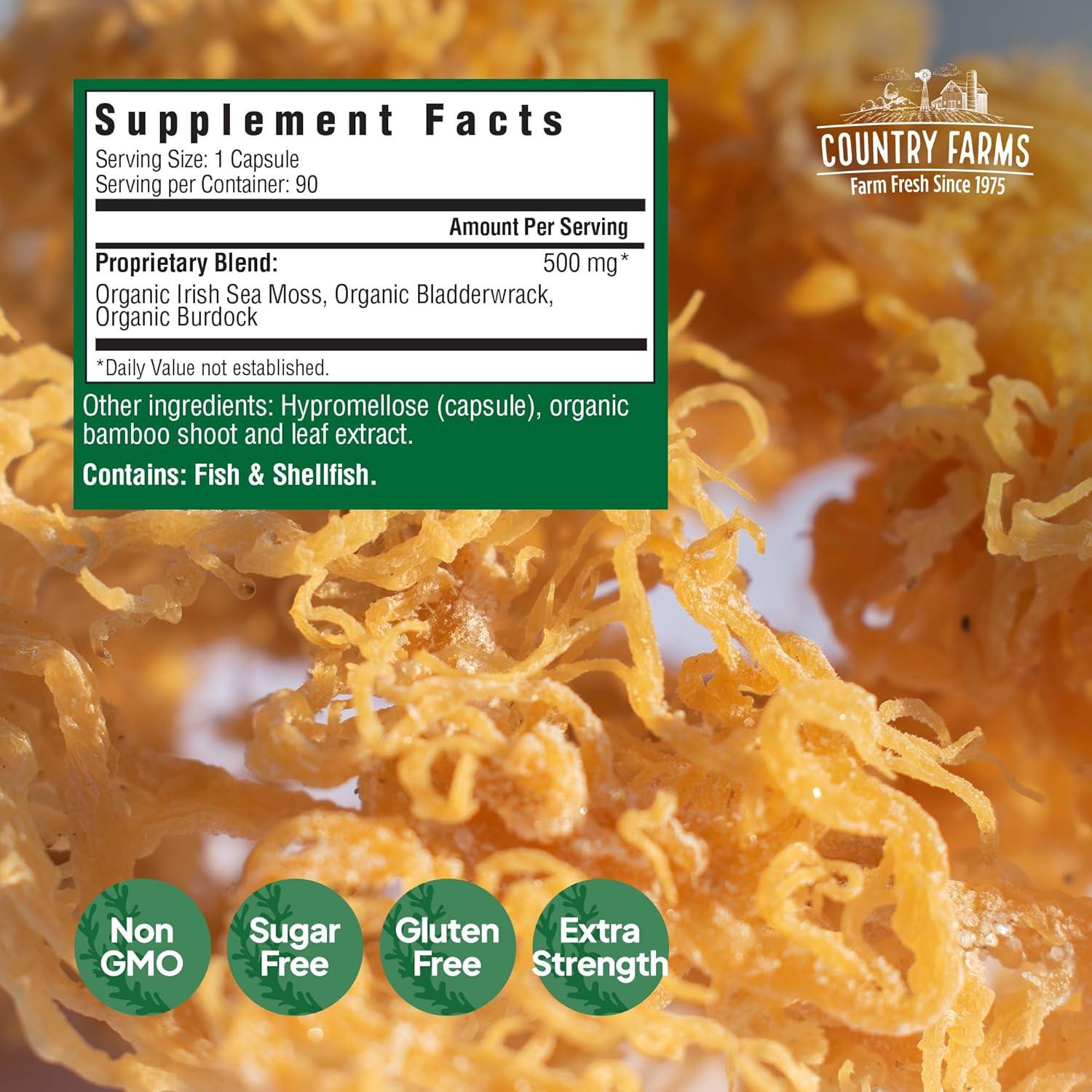 Cápsulas de Musgo Marino Irlandés Country Farms 90 Unidades