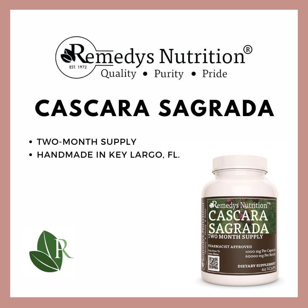 Cápsulas de Cascara Sagrada Remedy's Nutrition 1000 mg 60 Veganas