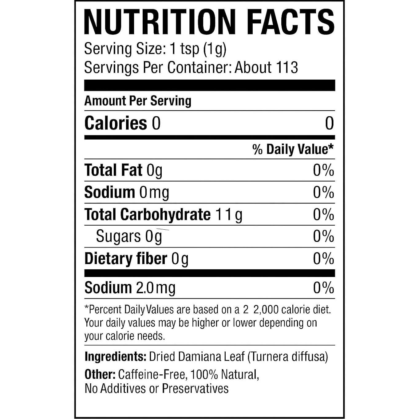 Té de Hoja de Damiana 113g Bexperts - Infusor Acero Inoxidable