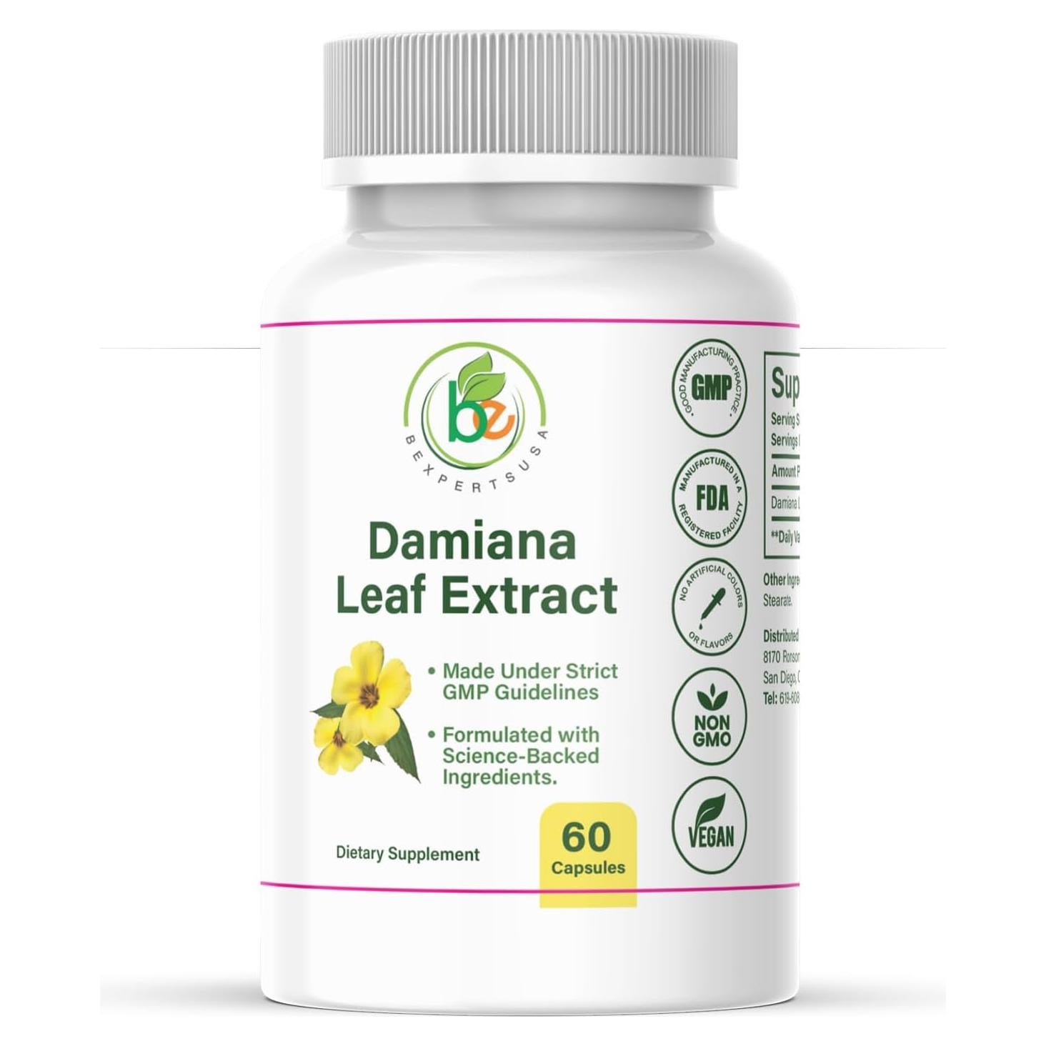 Cápsulas de Hoja de Damiana BEXPERTUSA - 60 Unidades - Energía y Bienestar