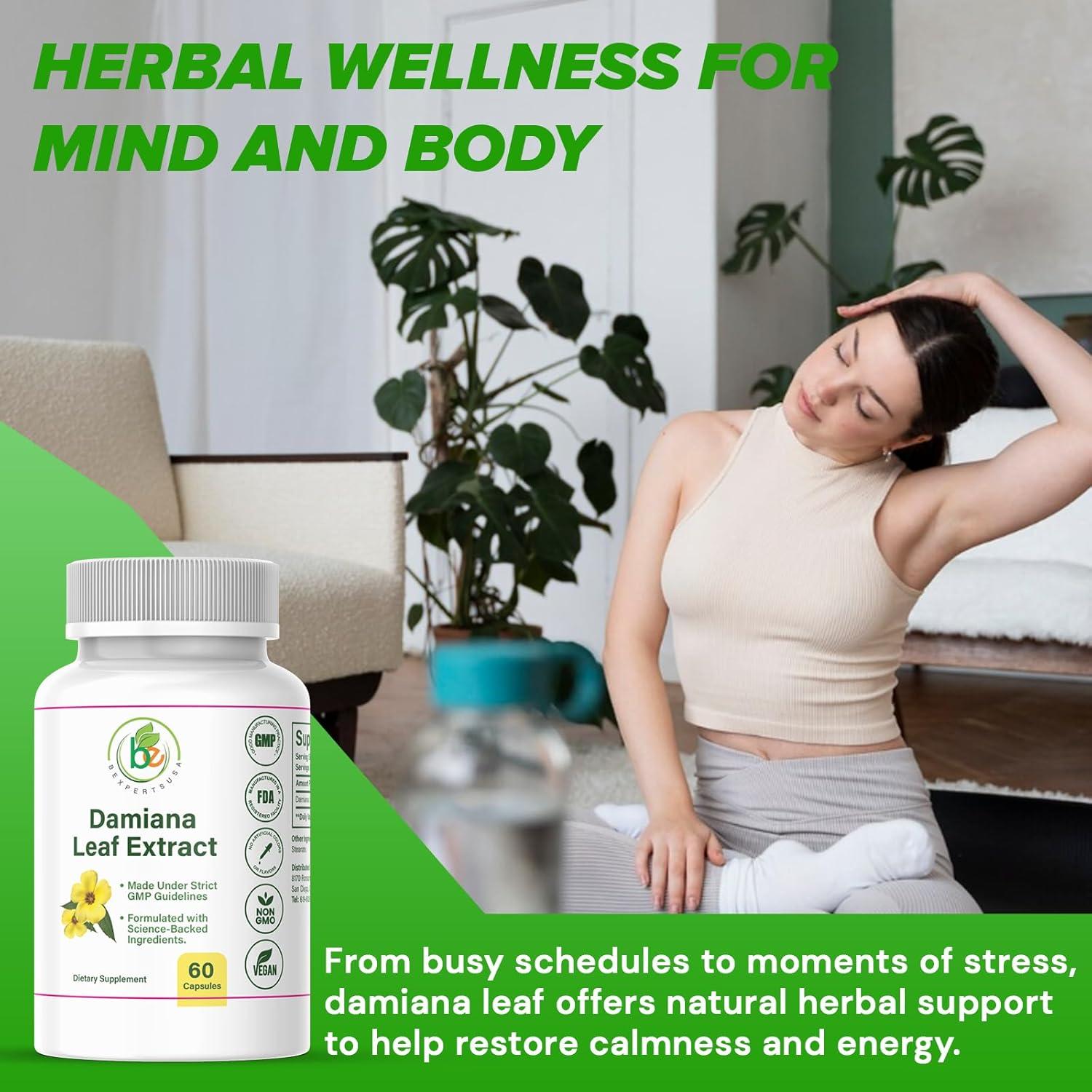 Cápsulas de Hoja de Damiana BEXPERTUSA - 60 Unidades - Energía y Bienestar