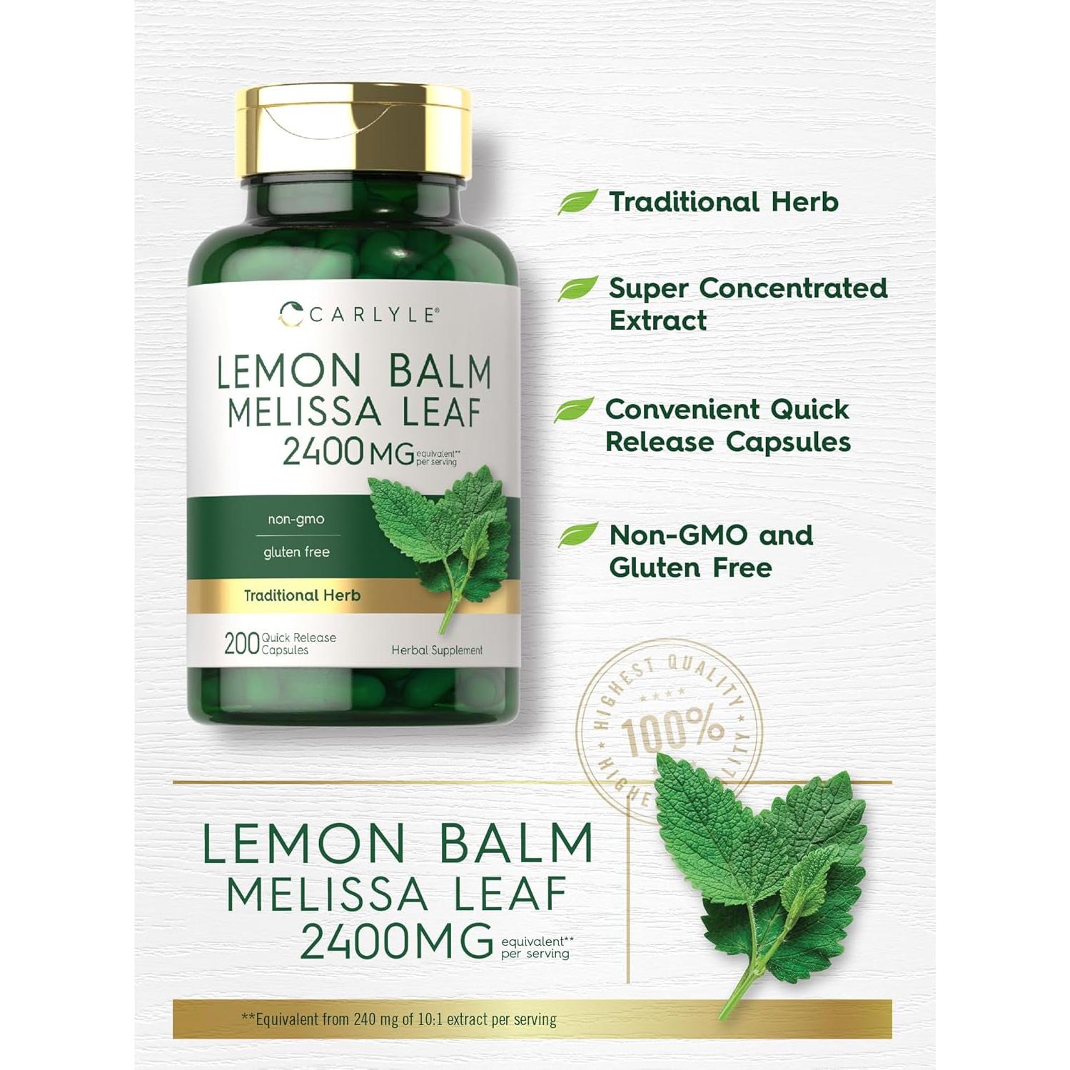 Cápsulas de Bálsamo de Limón Carlyle 200 Unidades Sin OGM