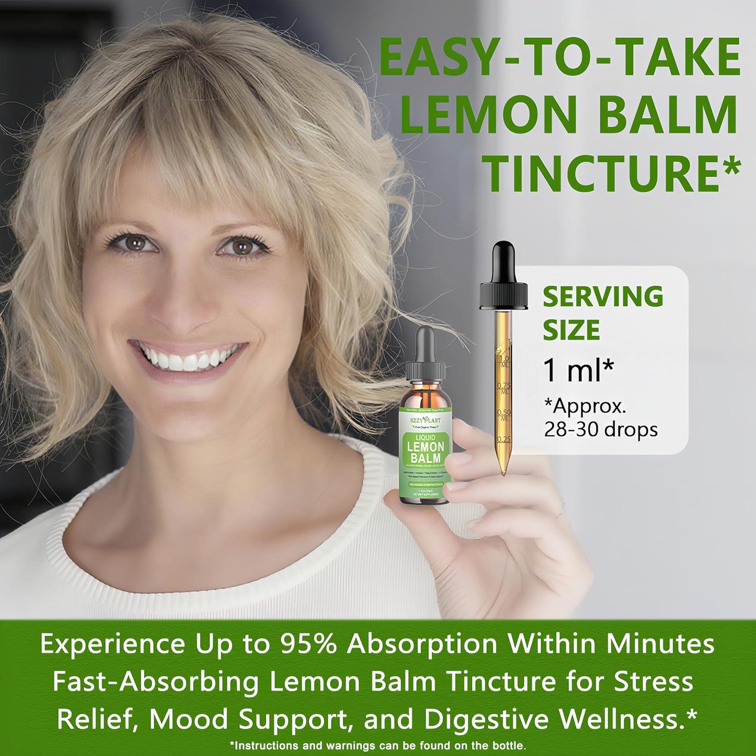 Tintura de Melisa Orgánica HZZYPLANT - Gotas Líquidas 30ml