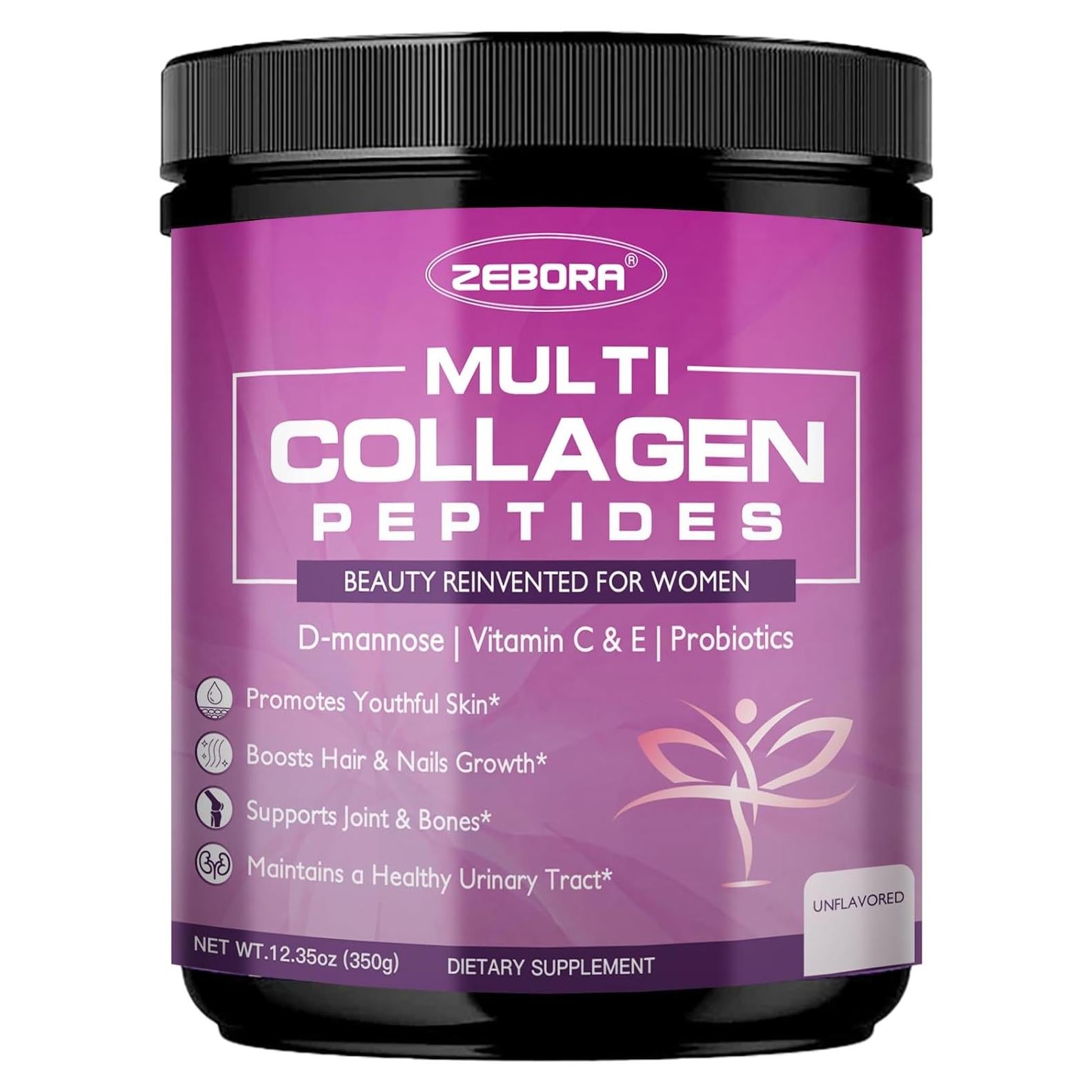 ZEBORA Polvo de Colágeno Múltiple 348.7g - Salud Piel y Cabello