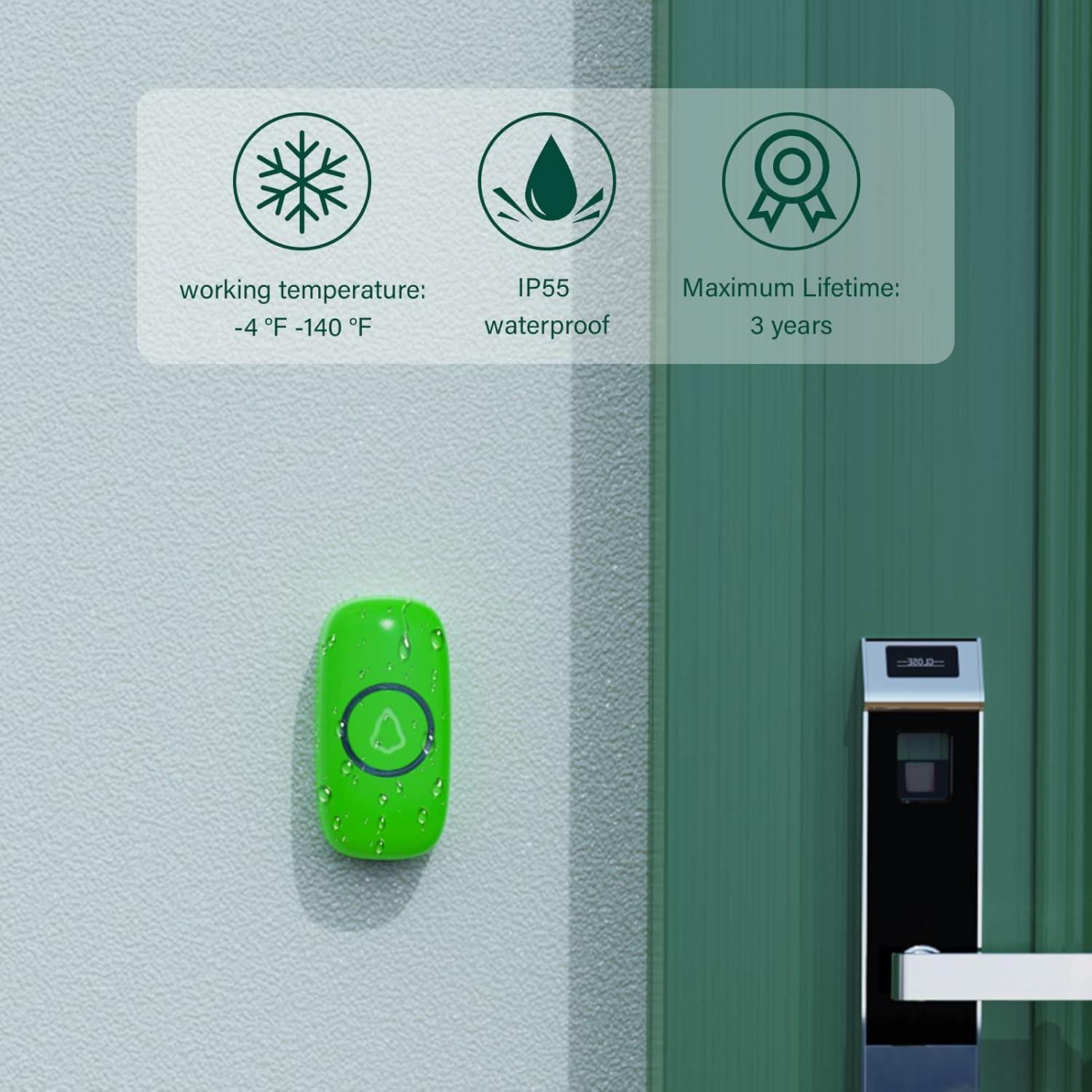 Timbre Inalámbrico SECRUI M520+F55 Verde 58 Melodías