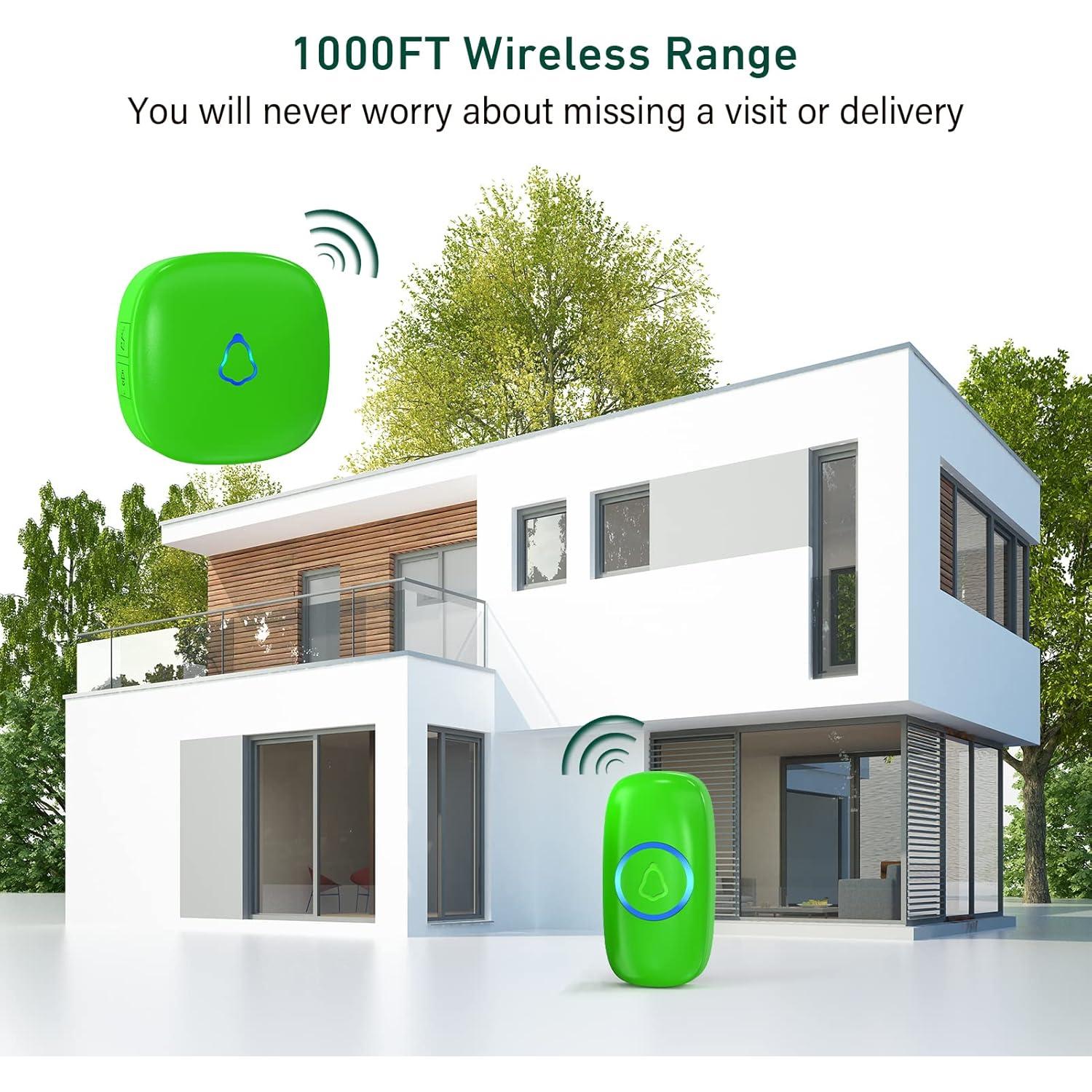 Timbre Inalámbrico SECRUI M520+F55 Verde 58 Melodías