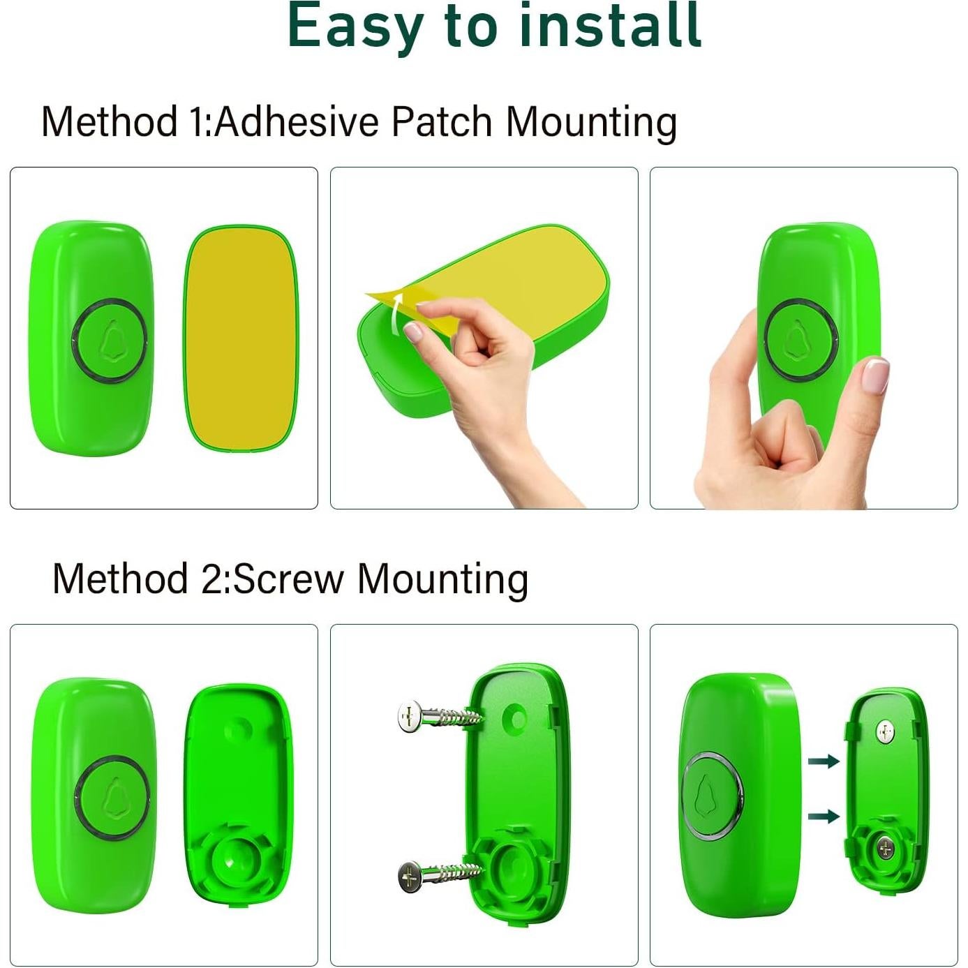 Timbre Inalámbrico SECRUI M520+F55 Verde 58 Melodías