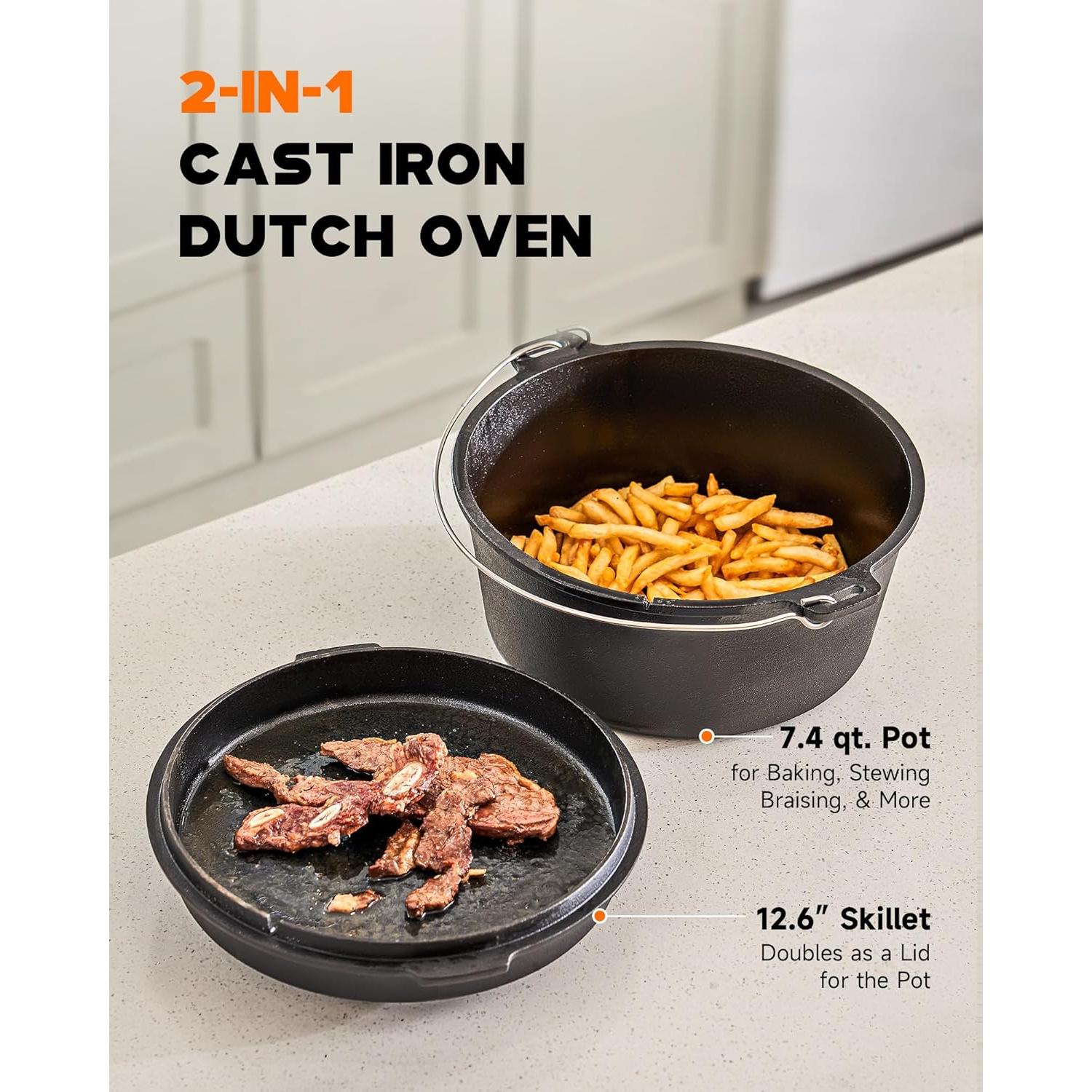 Olla de Hierro Fundido Dartmoor 9 QT con Tapa y Levantador