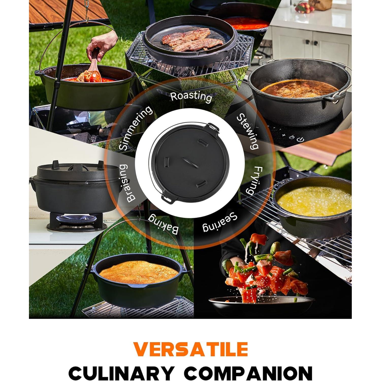 Olla de Hierro Fundido Dartmoor 9 QT con Tapa y Levantador