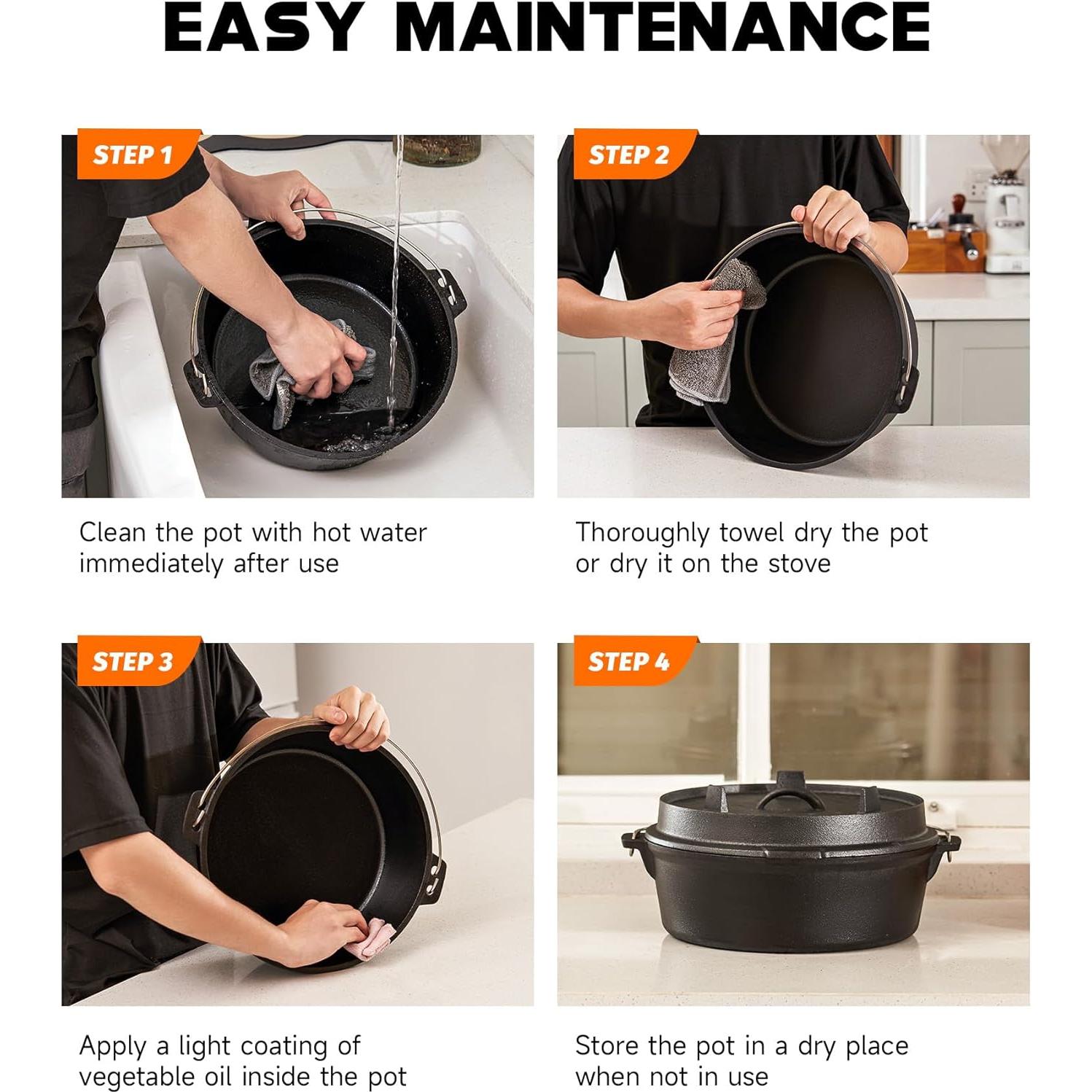 Olla de Hierro Fundido Dartmoor 9 QT con Tapa y Levantador