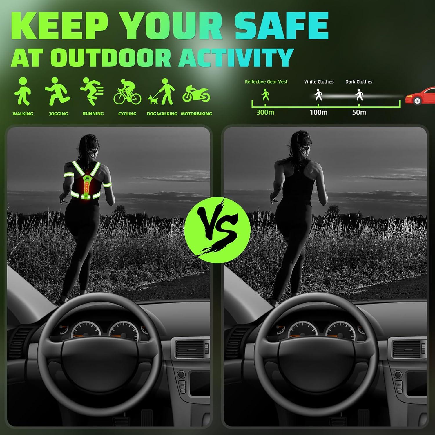 Chaleco Reflectante LED West Biking Verde - Correr Seguro