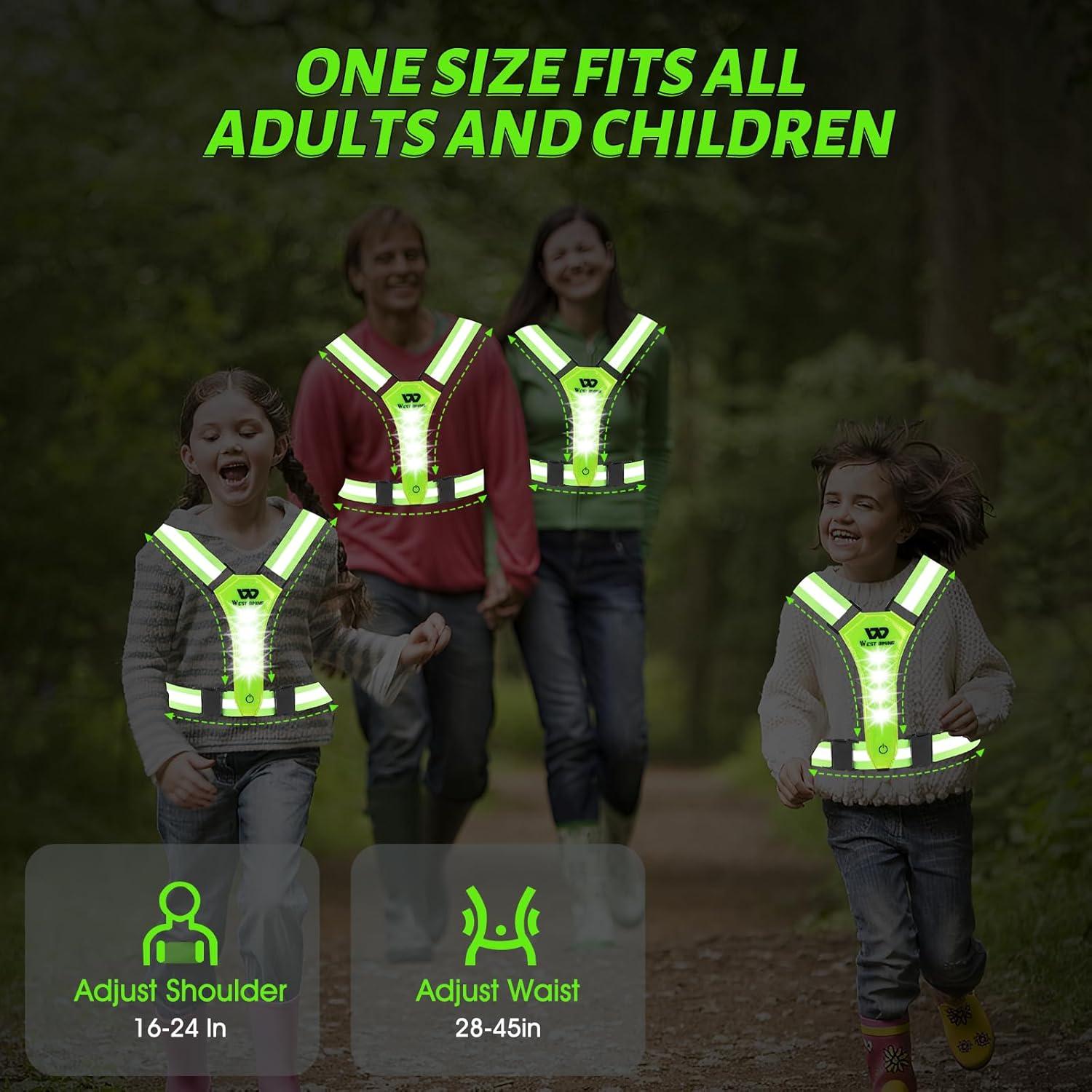 Chaleco Reflectante LED West Biking Verde - Correr Seguro