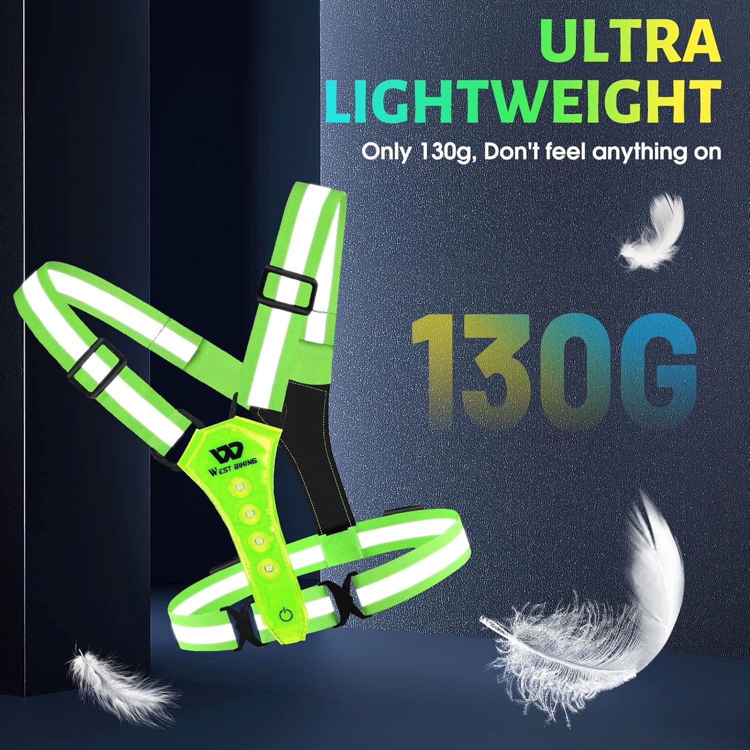 Chaleco Reflectante LED West Biking Verde - Correr Seguro