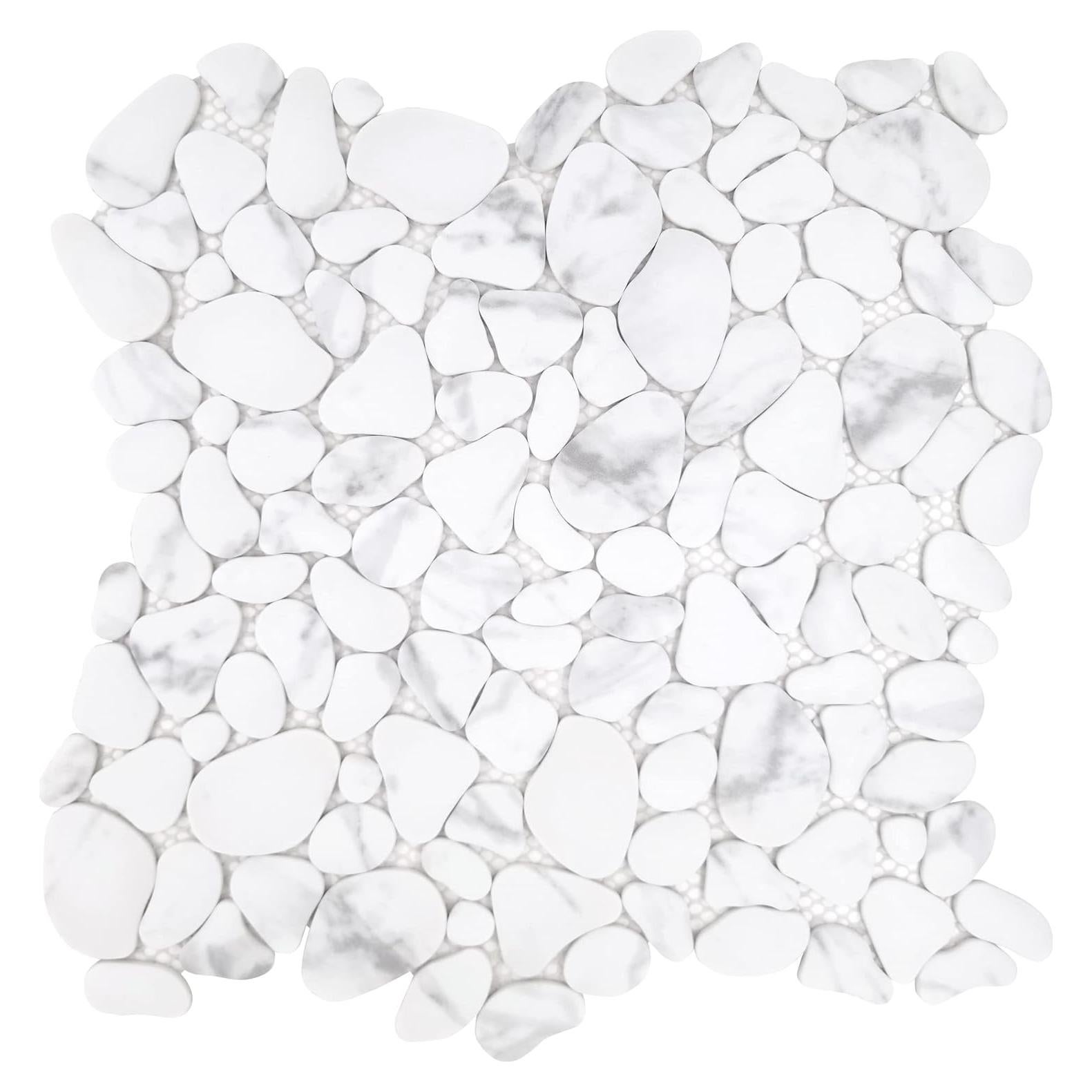 Baldosa de Guijarros Sunwings 10 Hojas Blanco Carrara 27x27cm