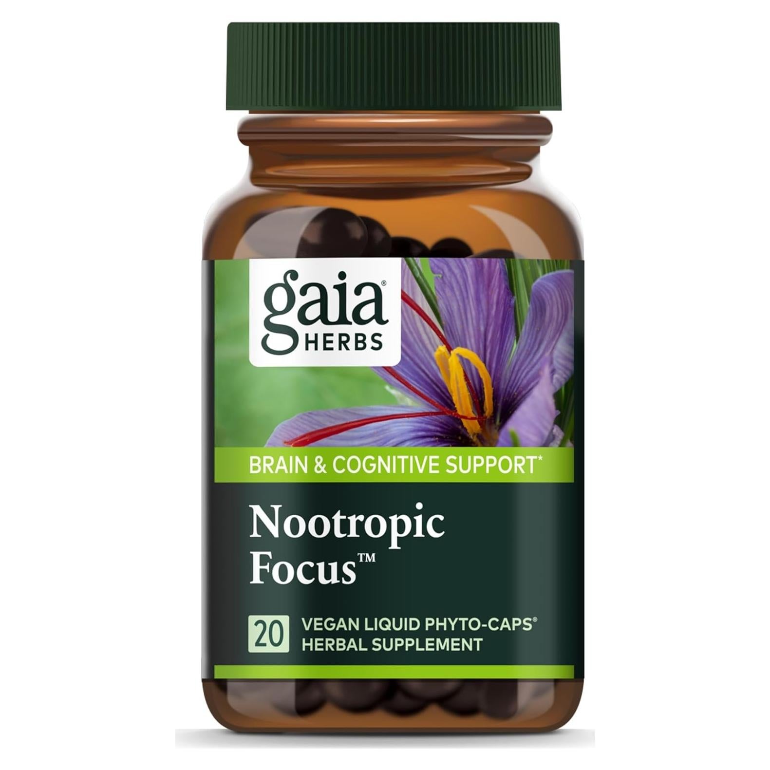 Suplemento Cognitivo Gaia Herbs Nootropic Focus 20 Cápsulas