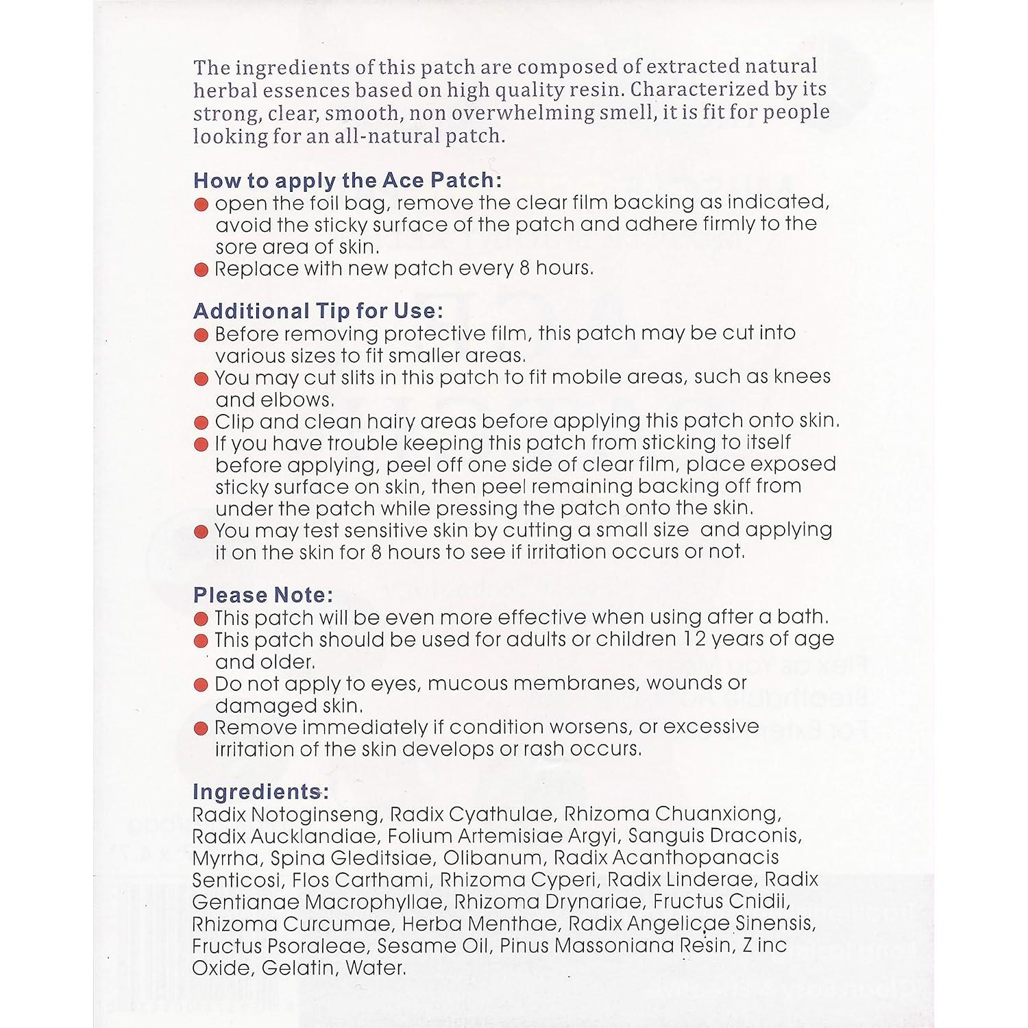 Bálsamo Aqueoso Ace Patch Meditalent - 10 Parches Alivio Dolor