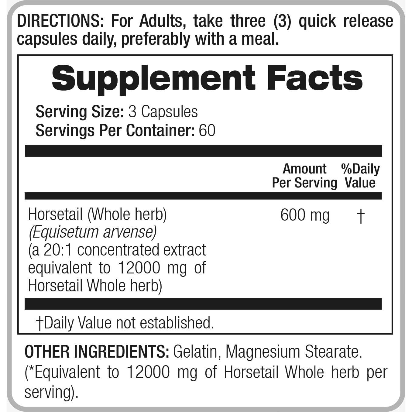 Cápsulas de Cola de Caballo FITO MEDIC'S 180 Unidades 600 mg