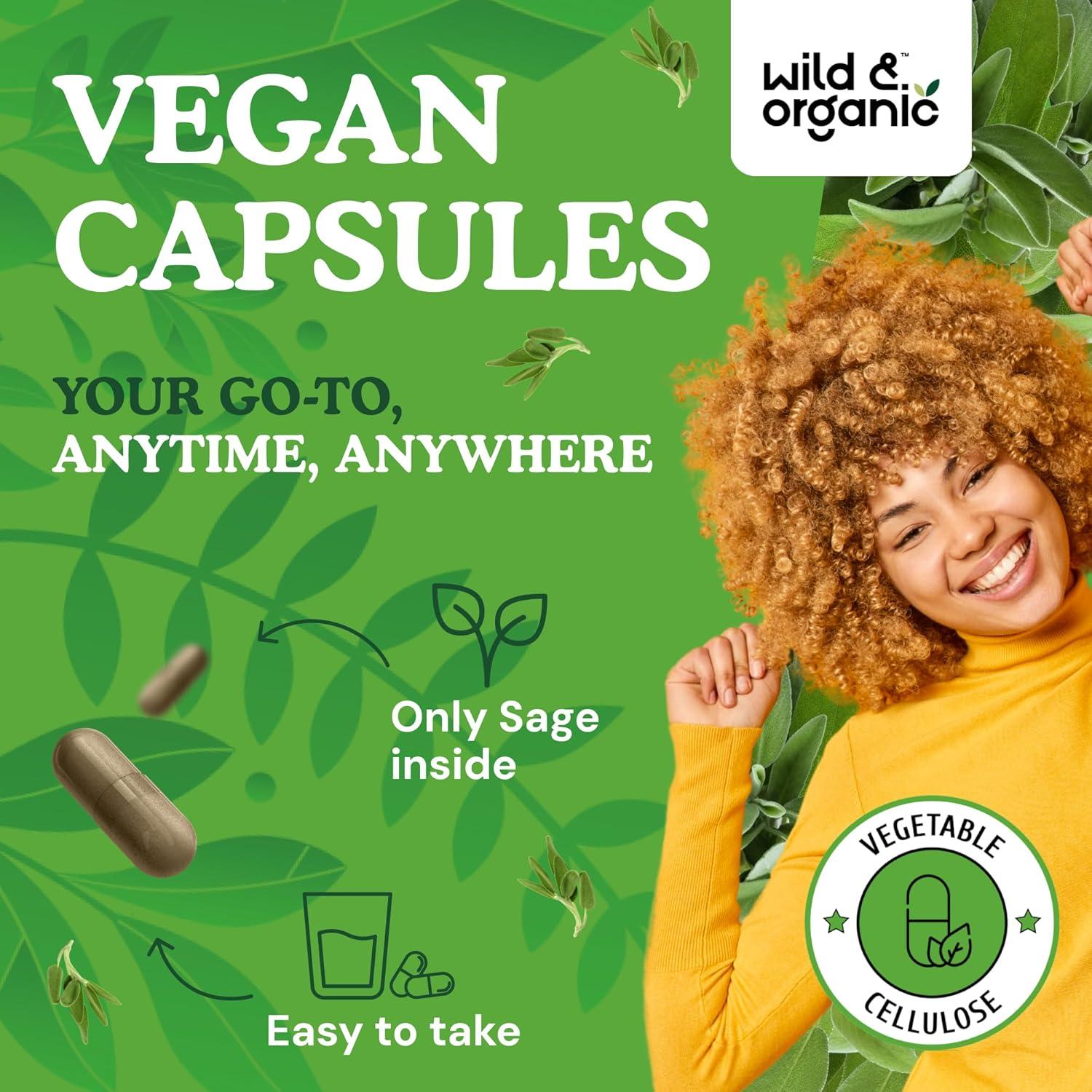 Cápsulas de Salvia Silvestre 1000 mg - Wild & Organic - 120 Unidades