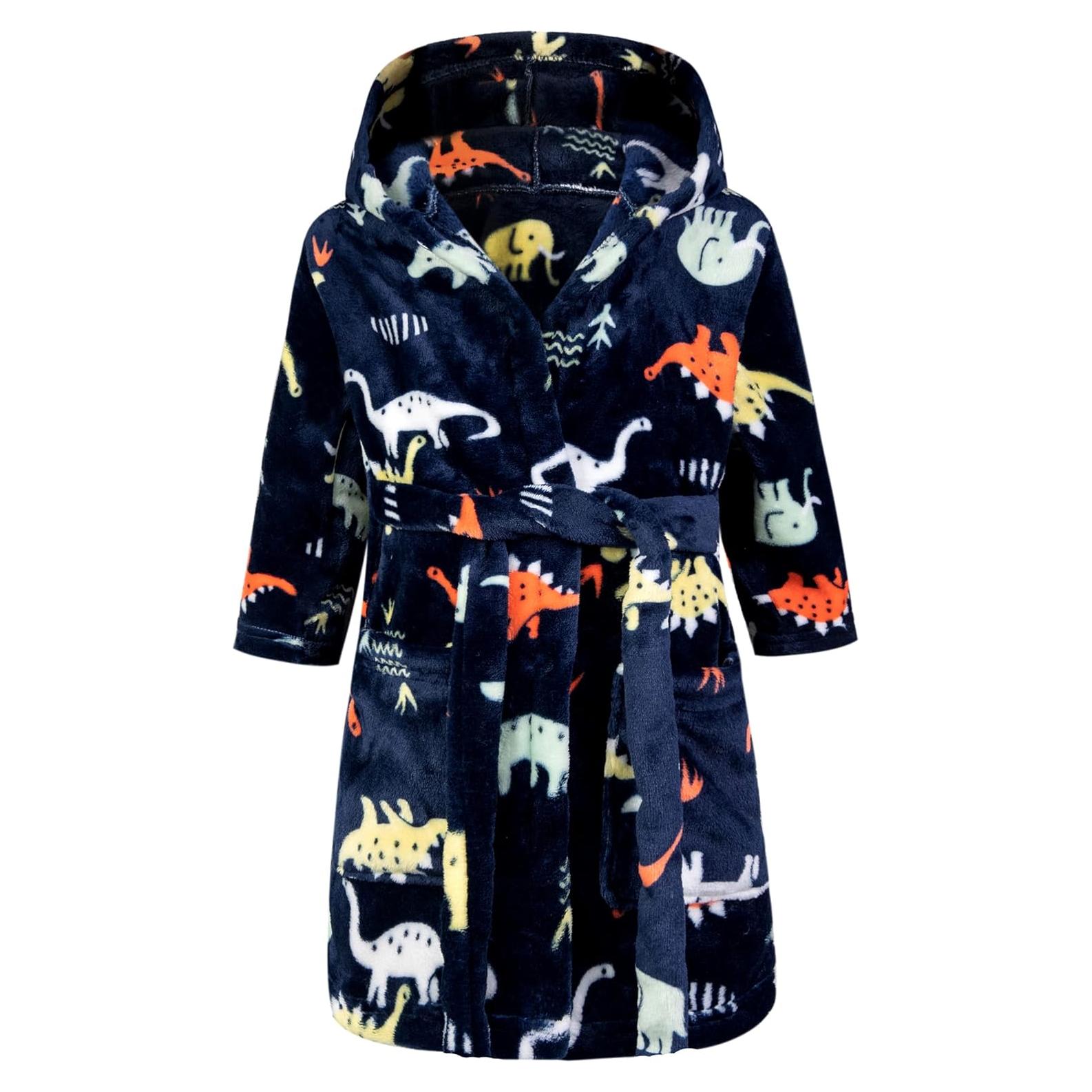 Bata de Baño para Niñas Cartoon Dinodaur con Capucha 2-3T