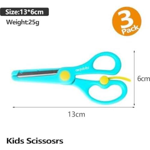Tijeras de Seguridad para Niños ANJOBIBI 3-Pack Azul Bebé