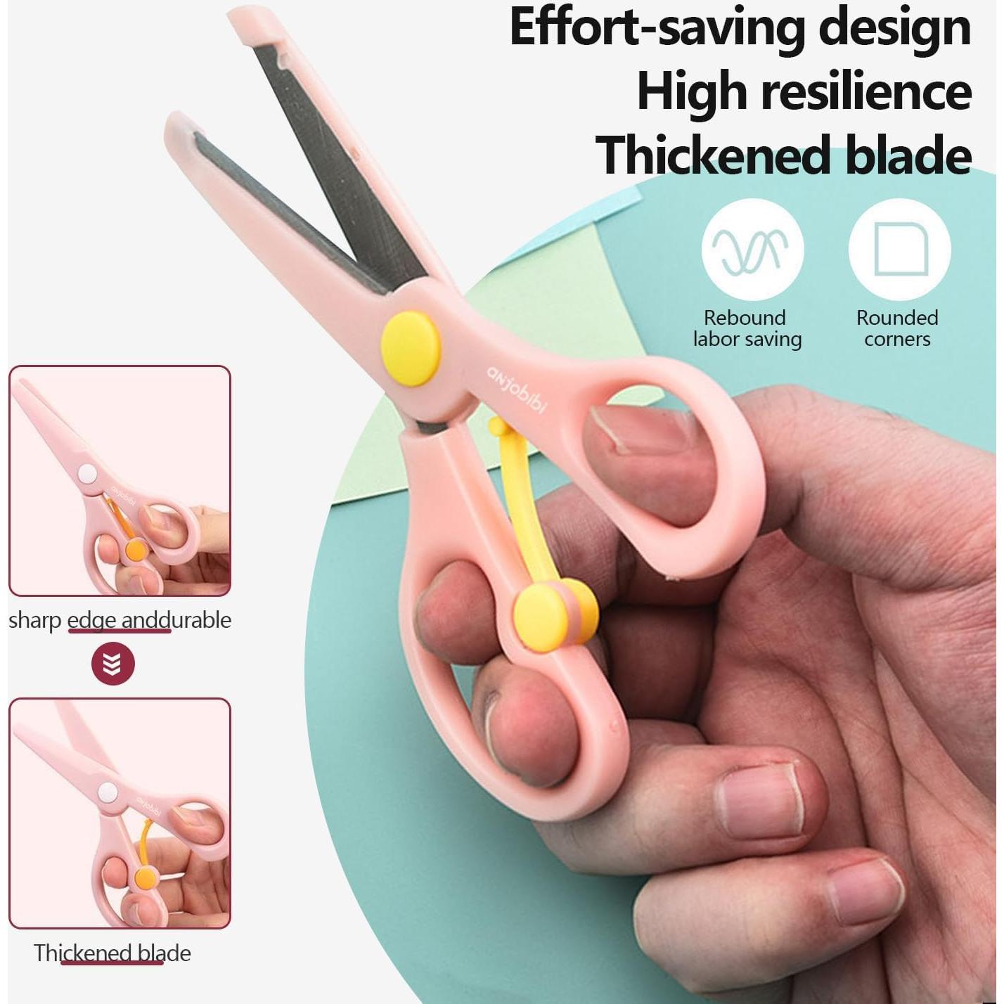 Tijeras de Seguridad para Niños ANJOBIBI 3-Pack Azul Bebé