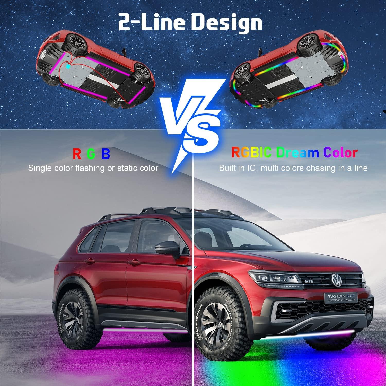 Luces LED de neón para automóviles WEBUPAR, 6 piezas RGBIC