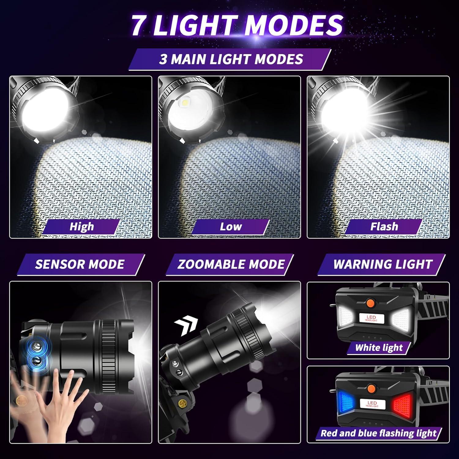 Linterna Frontal LED 100000 Lúmenes Foletozzf Recargable IPX6