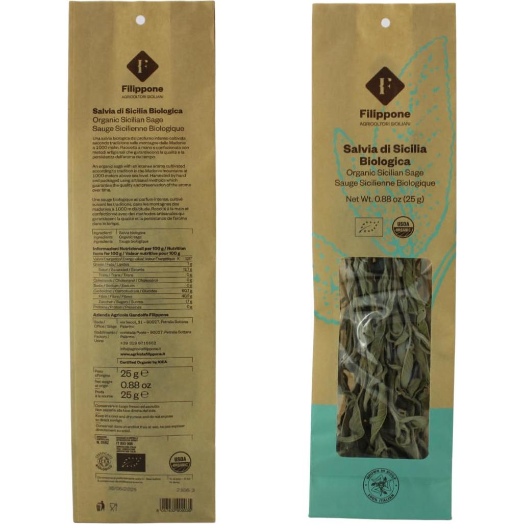 Salvia Seca Orgánica Filippone 25 g - Aromaterapia y Cocina