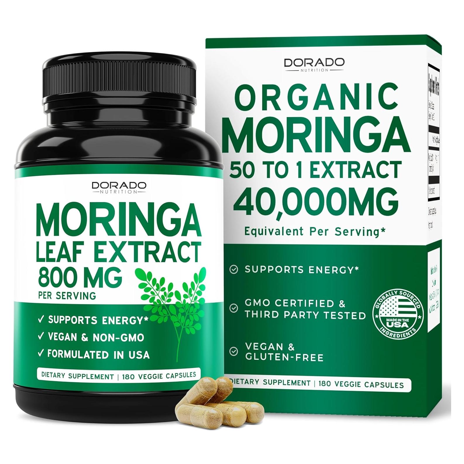 Cápsulas de Moringa Orgánica 800mg - Dorado Nutrition - 180 Unidades